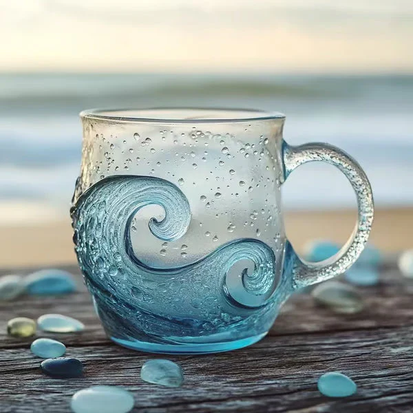 🎄Unique gift🔥100% handmade sea glass wave cup🎁