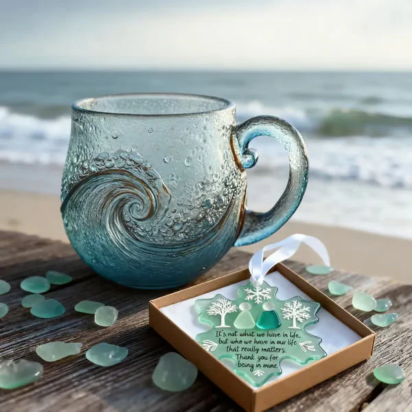 🎄Unique gift🔥100% handmade sea glass wave cup🎁
