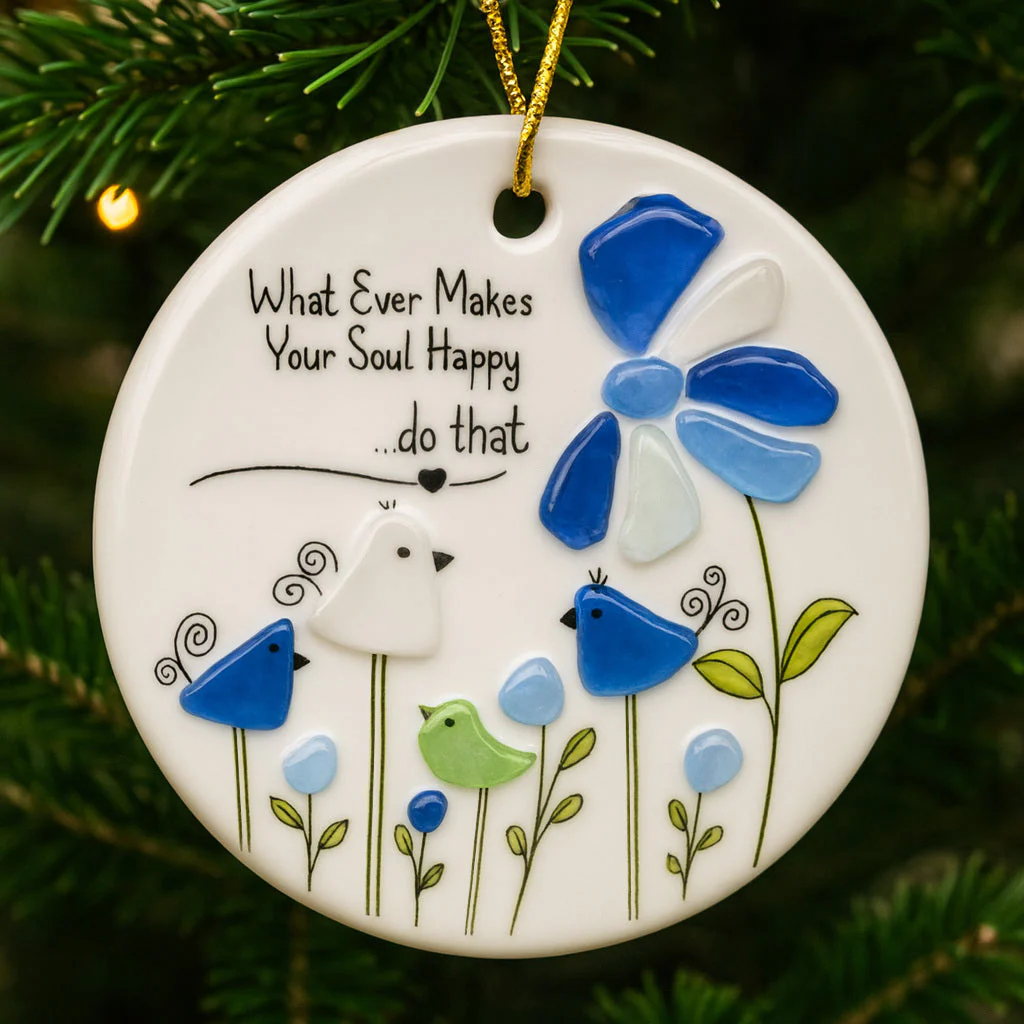 Handmade Sea Glass Art Friendship Ornament