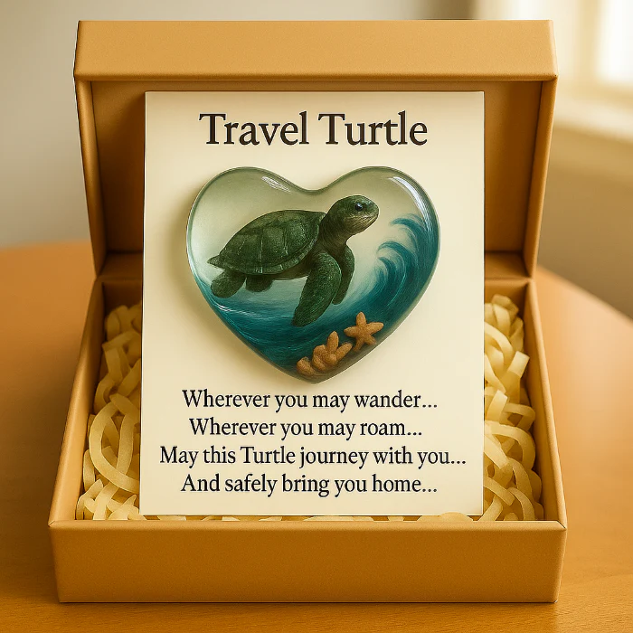 Travel Turtle Heart Token & Message Card – A Keepsake for the Journey