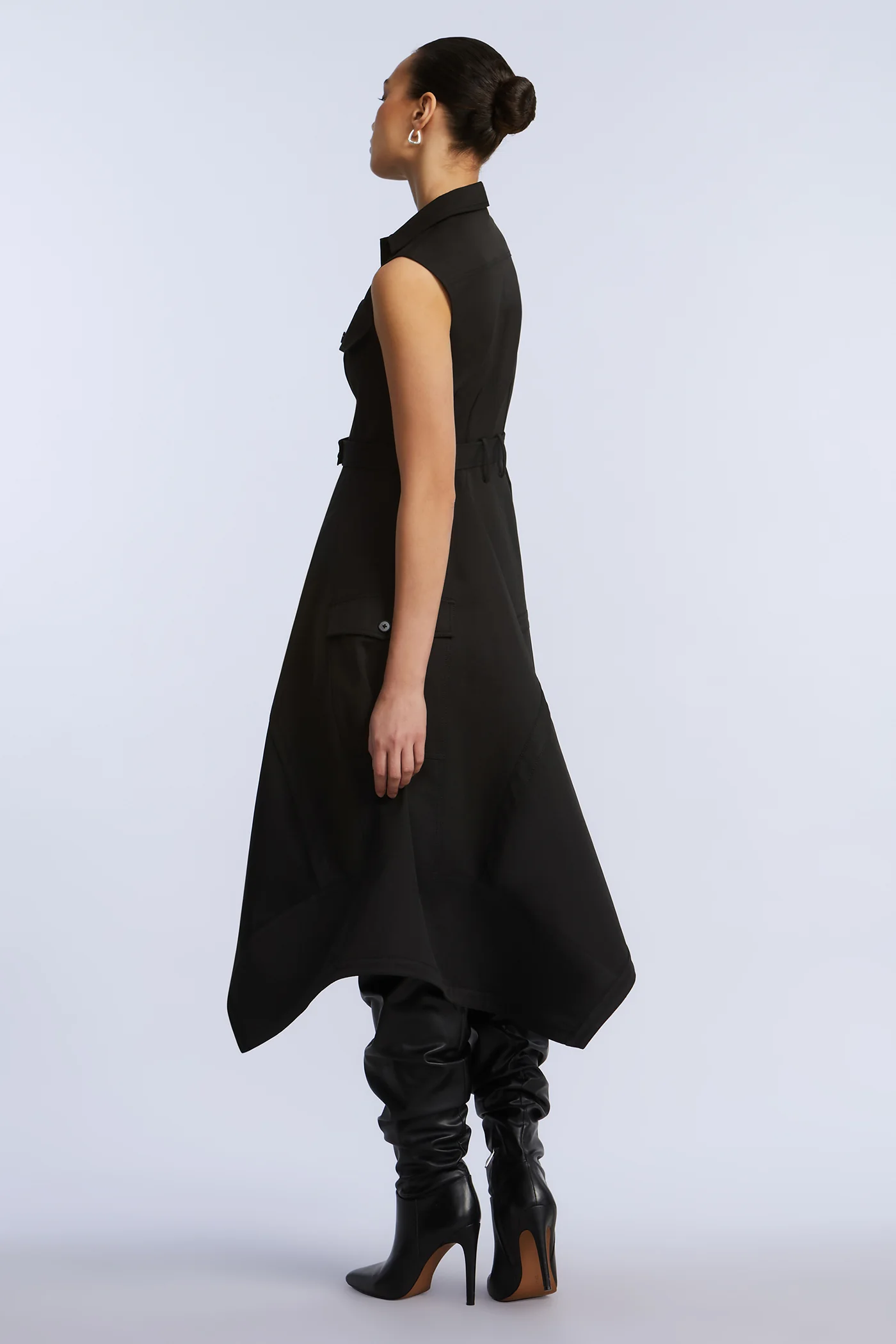 Scarf Hem Taffeta Twill Dress