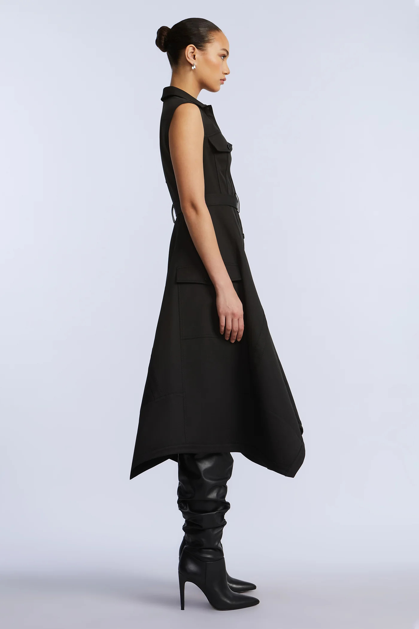 Scarf Hem Taffeta Twill Dress