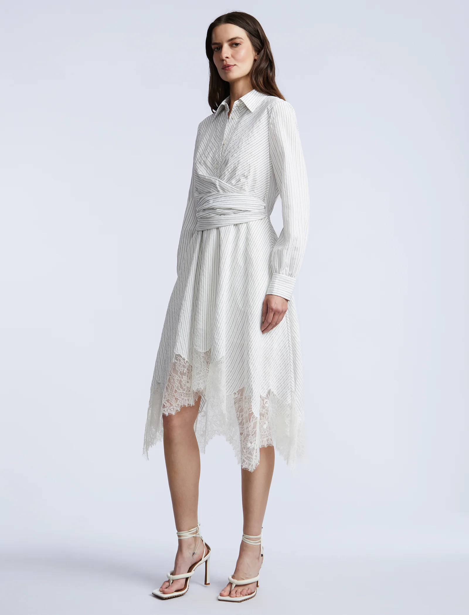 Stripe Shirt Dress With Lace