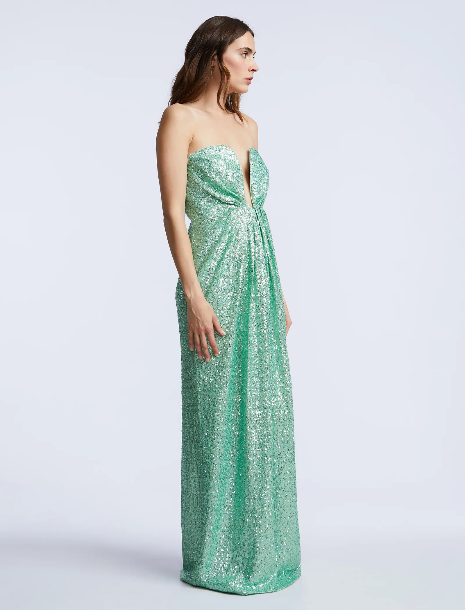 Plunging U Neckline Gown