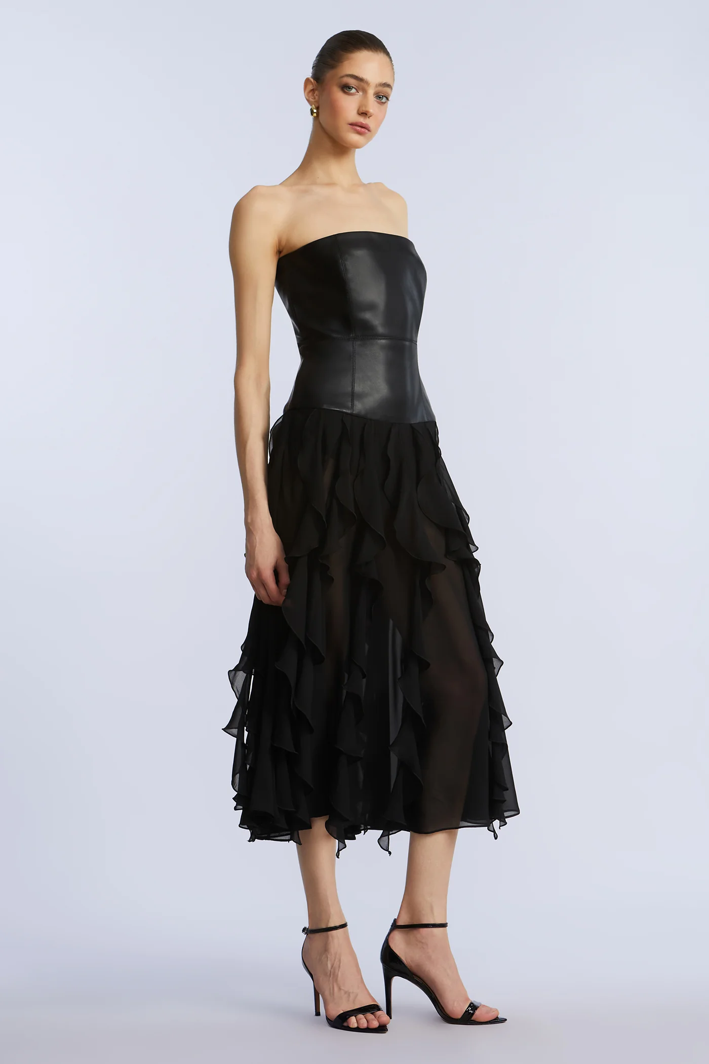 Leather Chiffon Dress
