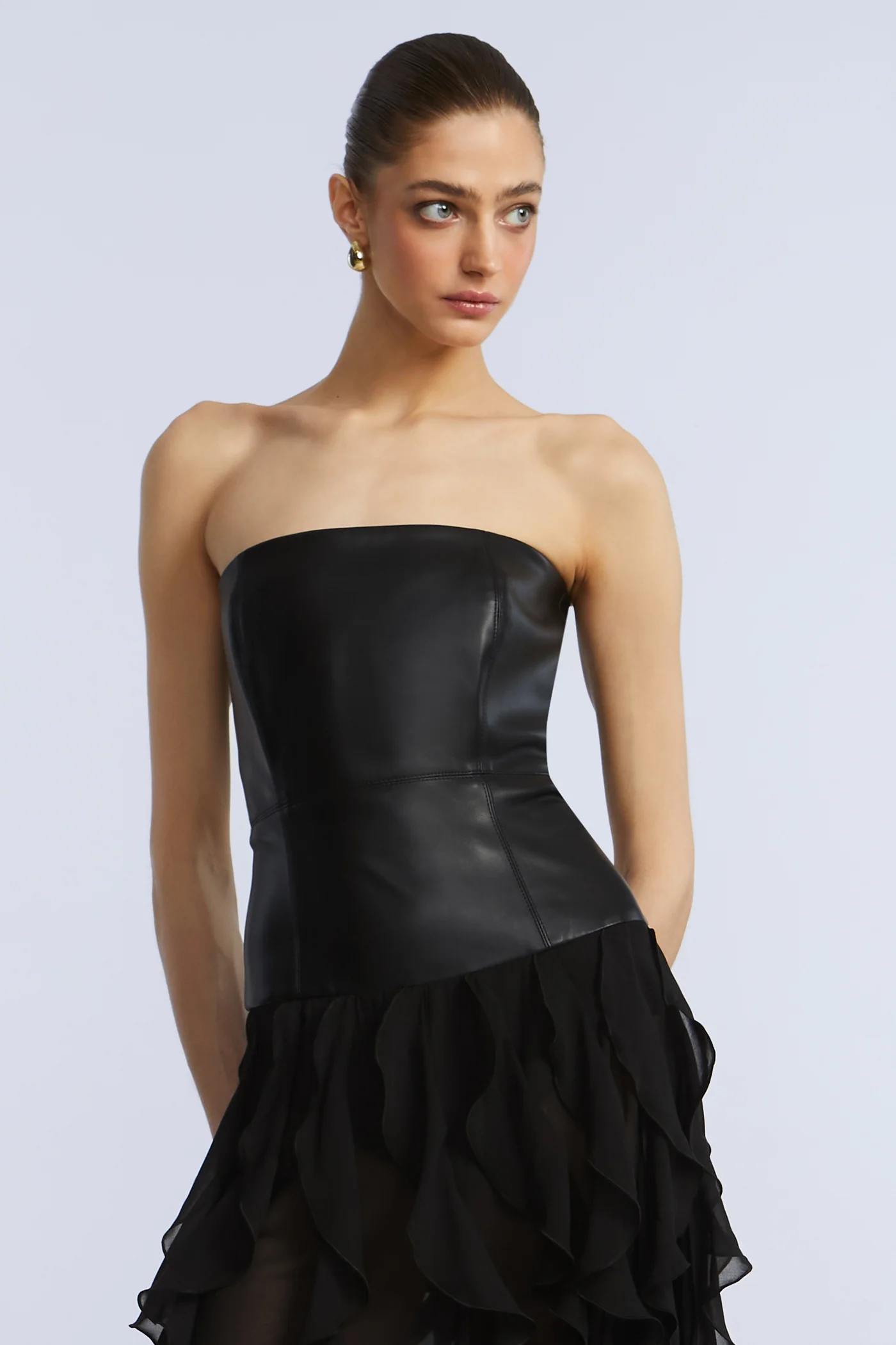 Leather Chiffon Dress