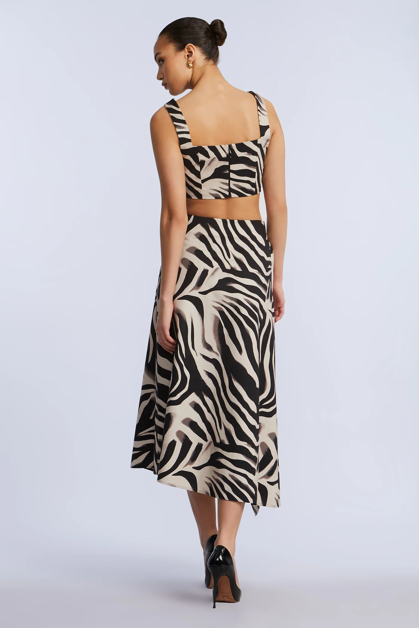 Printed Side Panel Midi Skirt