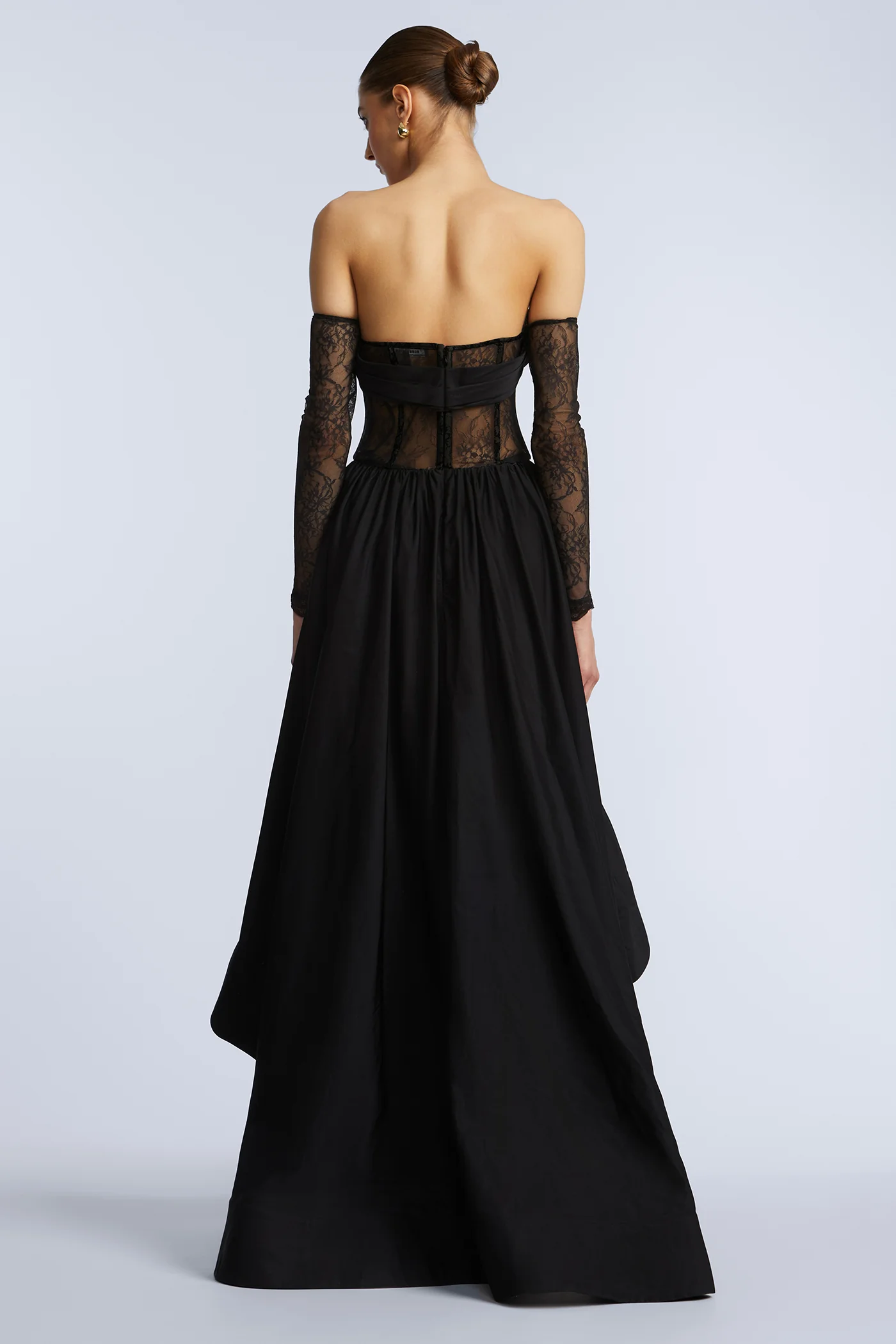Lace Taffeta High-Low Gown