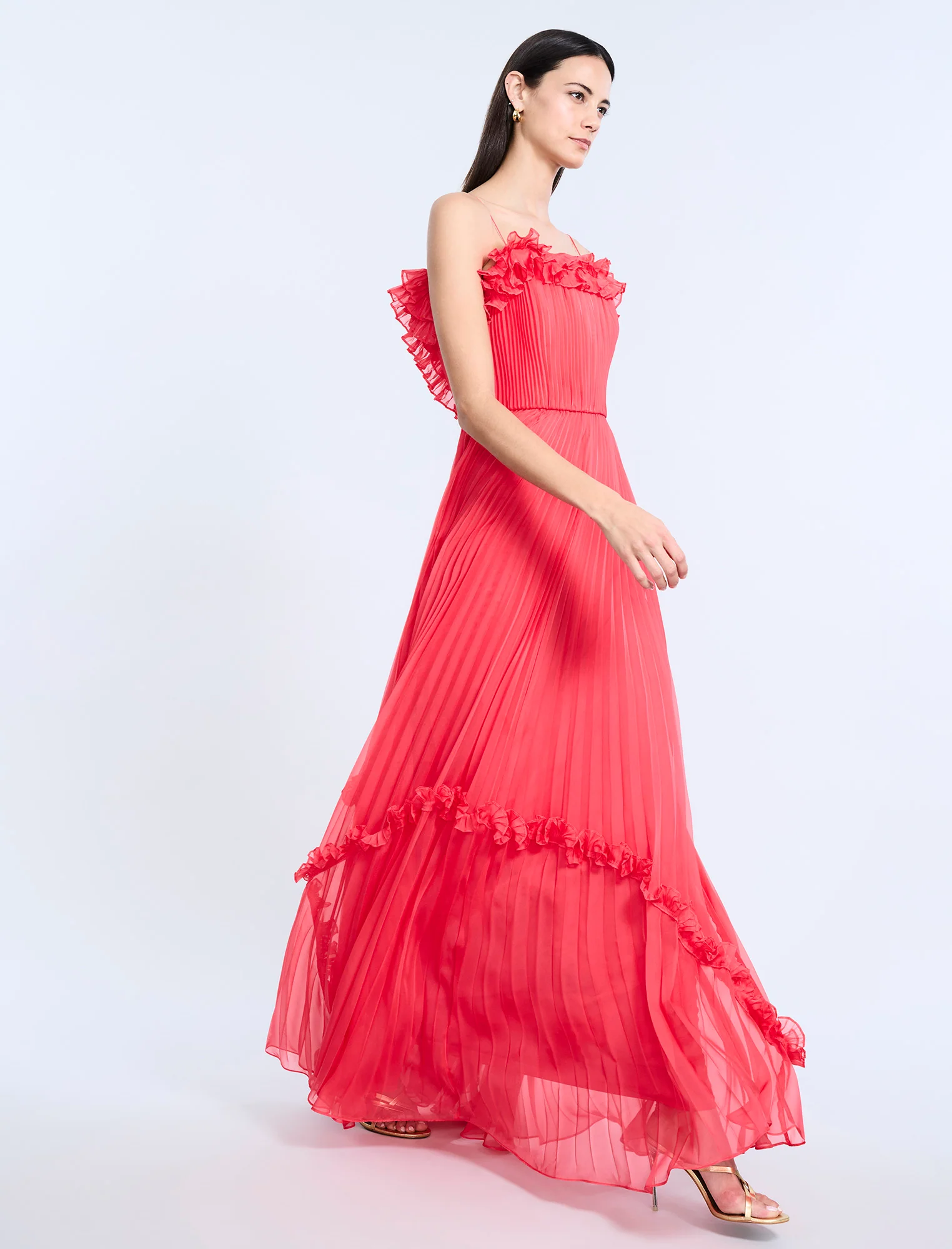 Shirring Ruffle Gown