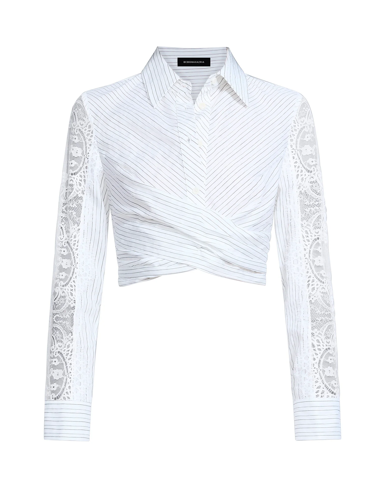 Lace Stripe Tie Back Top