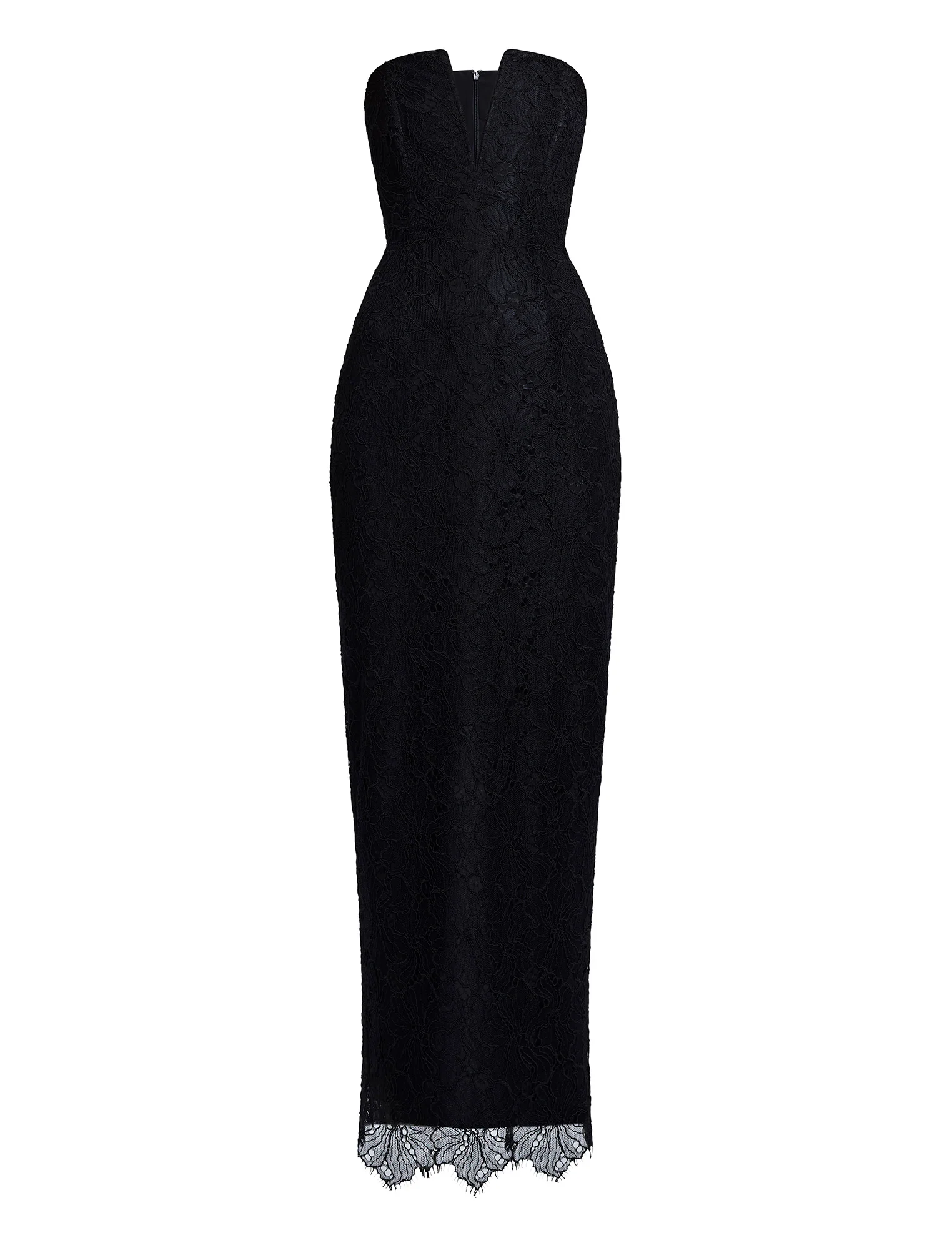 Lace Strapless V Neckline Gown