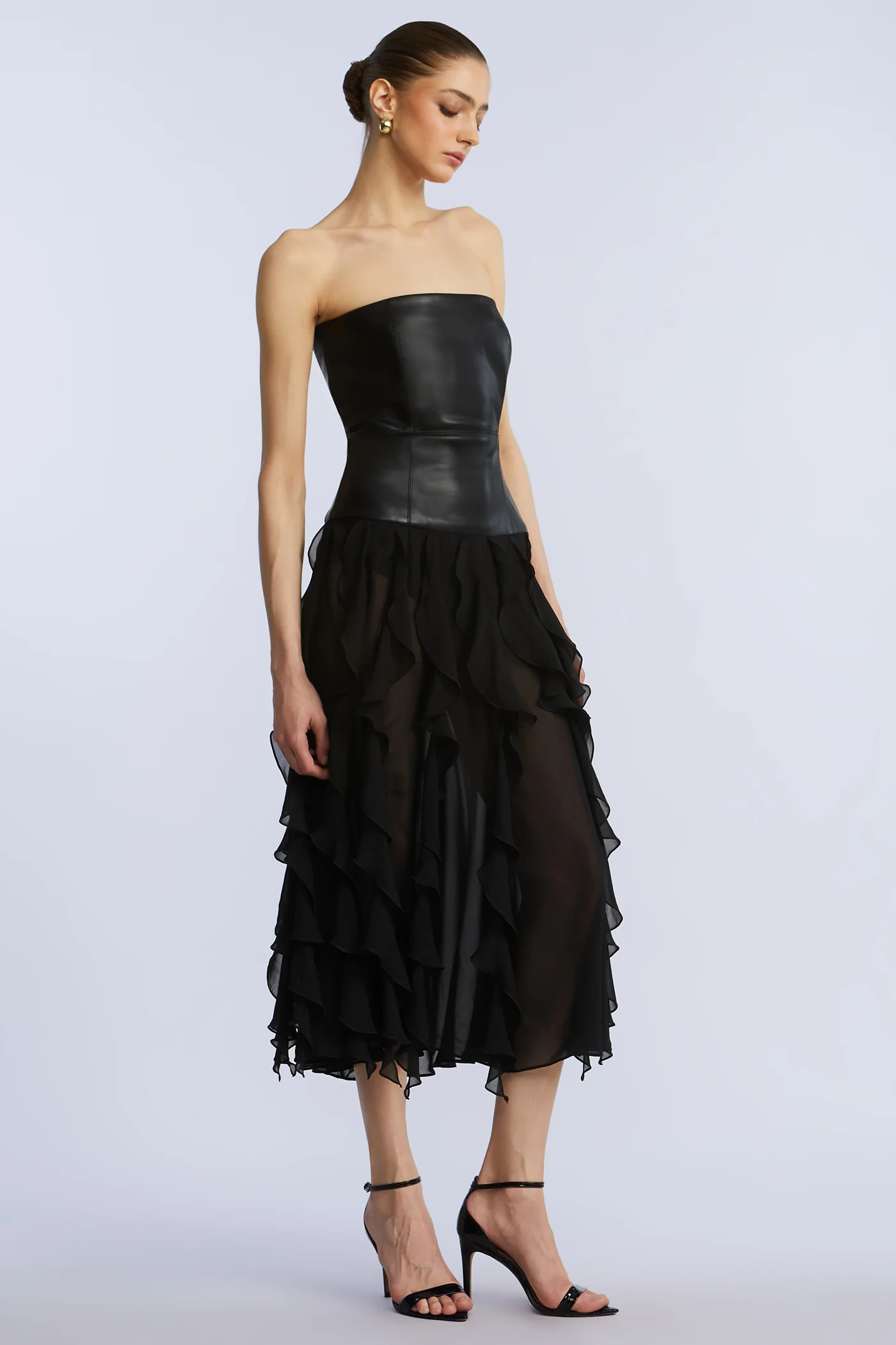 Leather Chiffon Dress