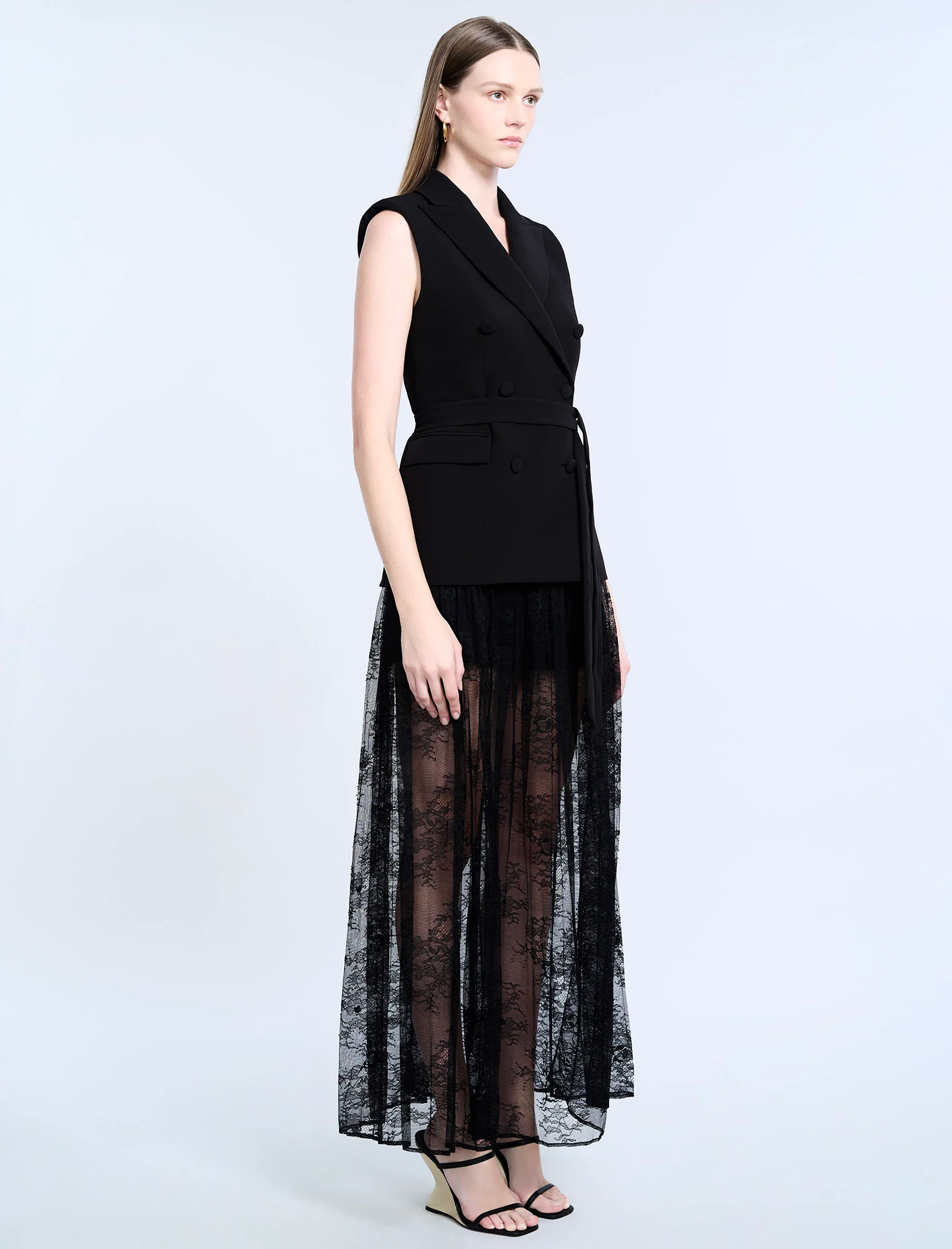 Belted Double Breasted Vest