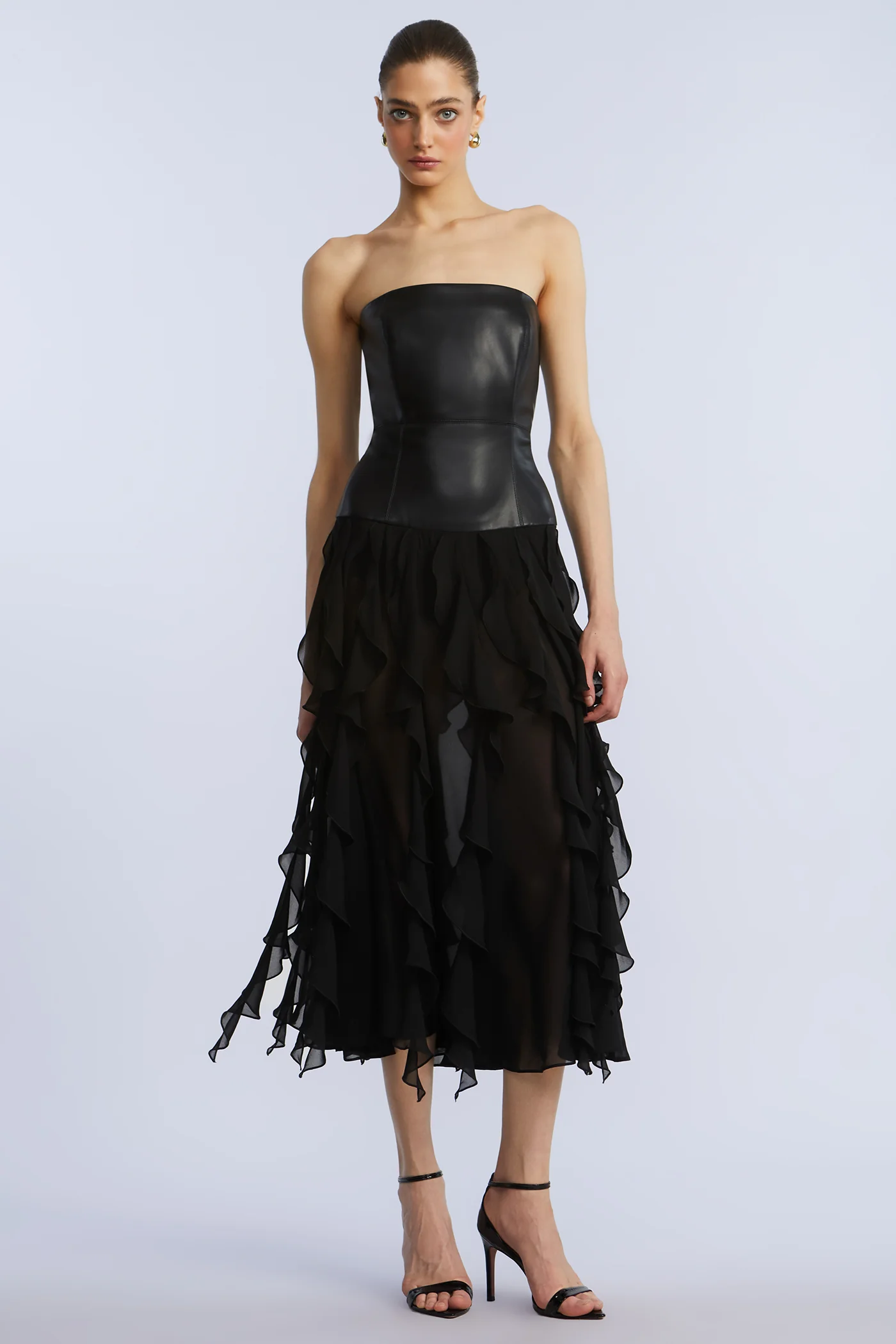 Leather Chiffon Dress