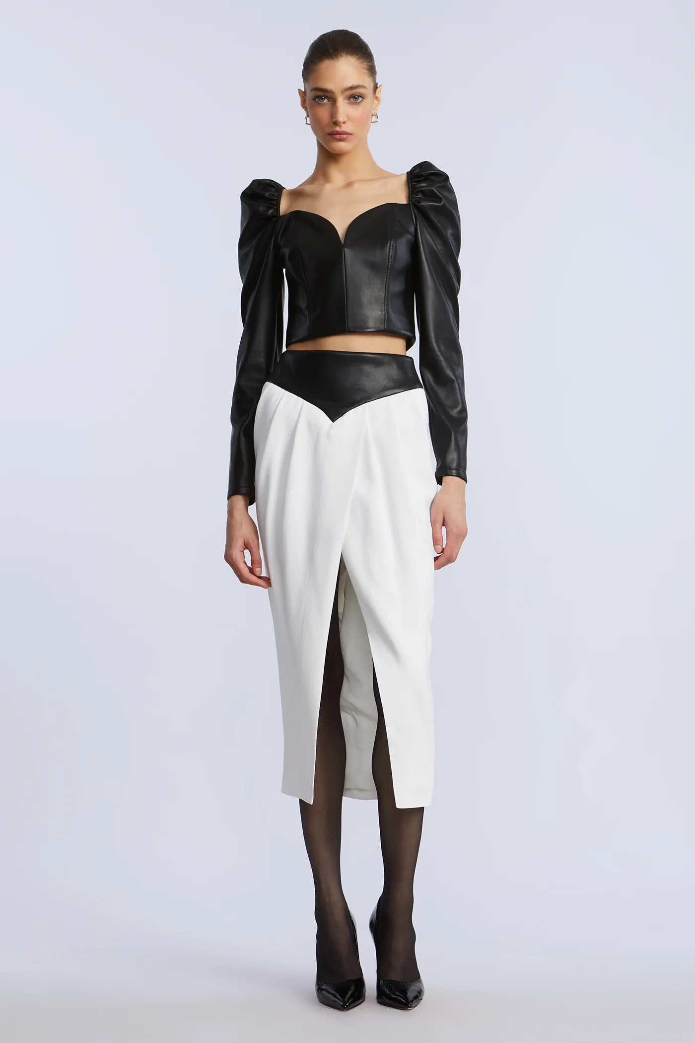 Puff Sleeve Leather Top