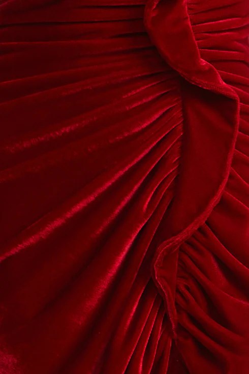 Strapless Velvet Ruffle Dress
