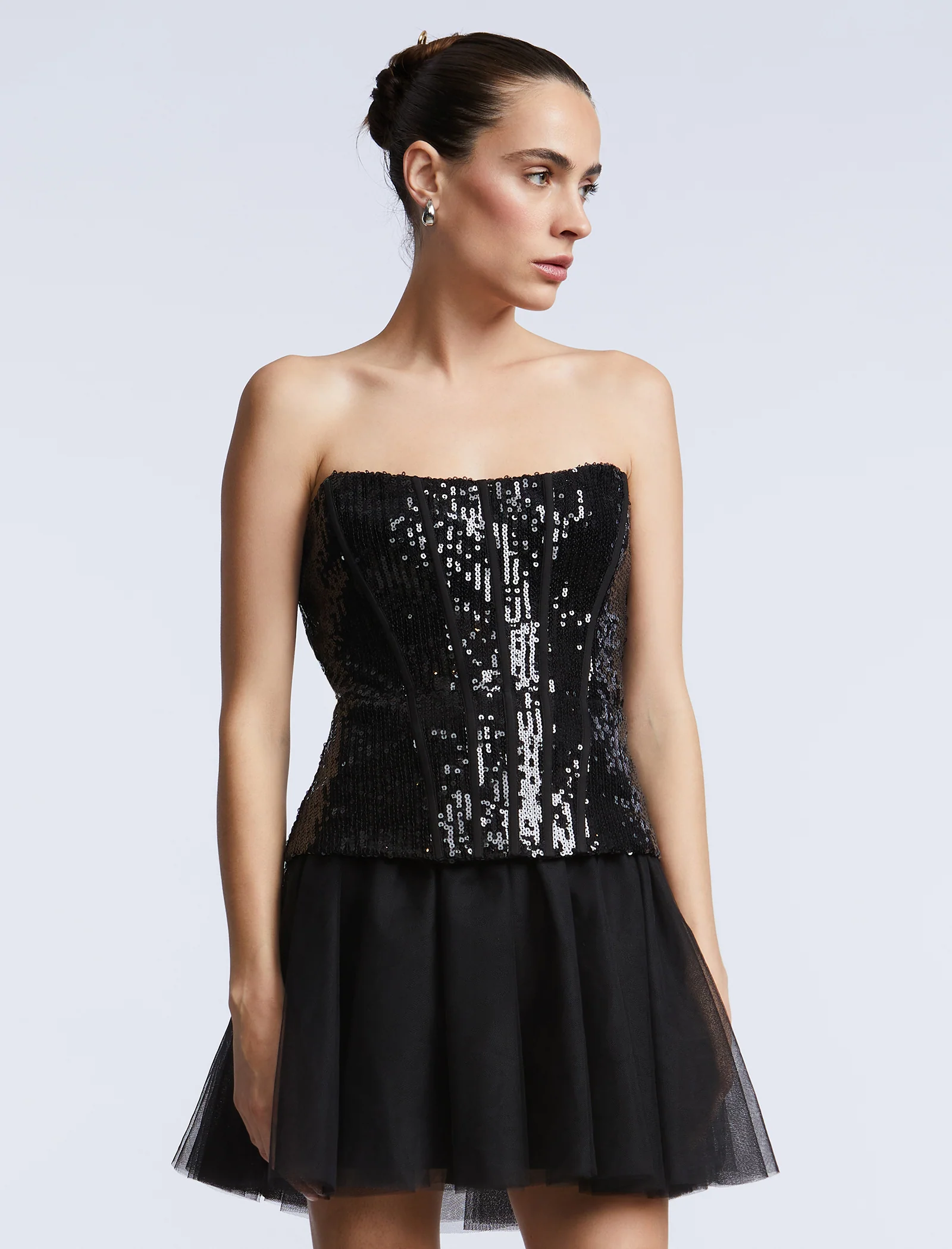 Sequin Lace Peplum Tulle Dress