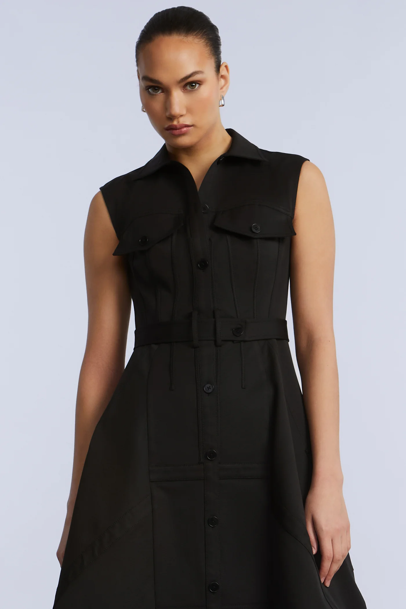 Scarf Hem Taffeta Twill Dress