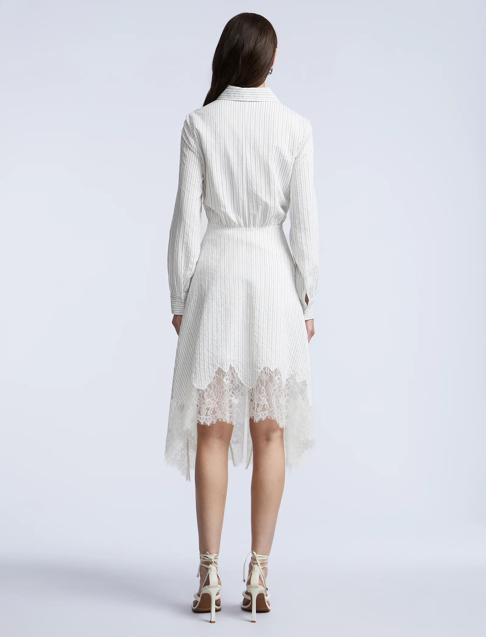 Stripe Shirt Dress With Lace