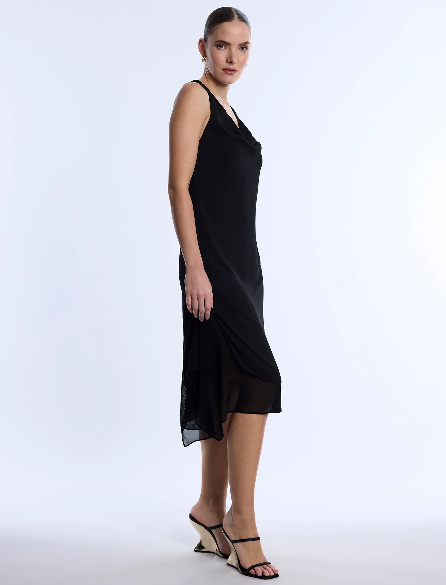 Twist And Drape Combo Dress