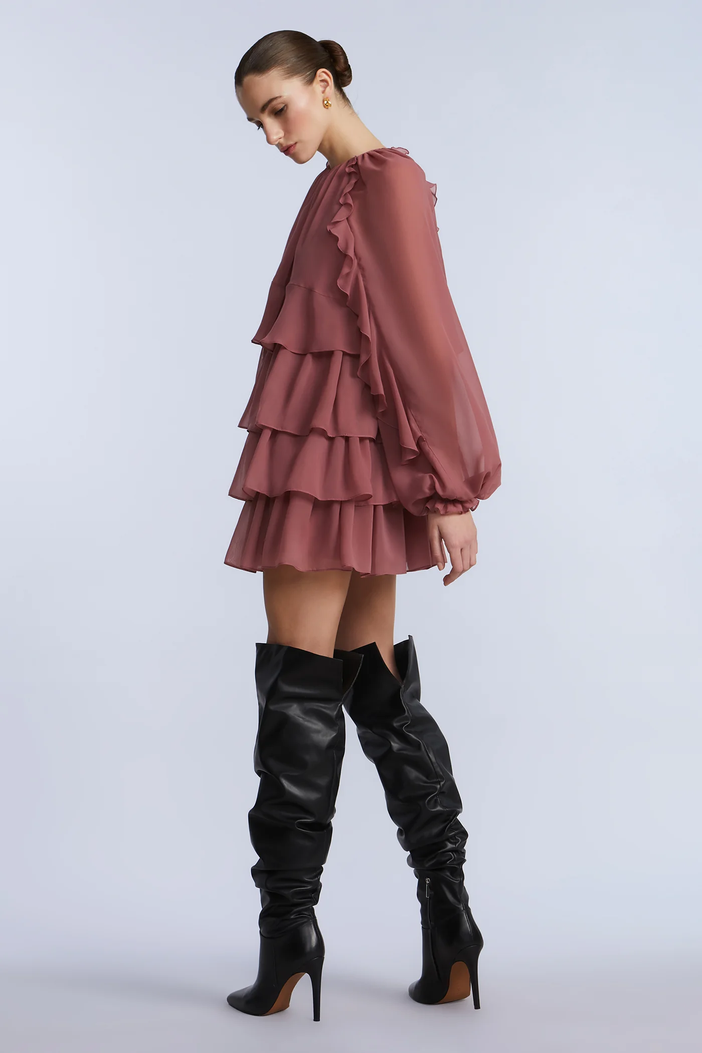 Chiffon Ruffle Mini Dress