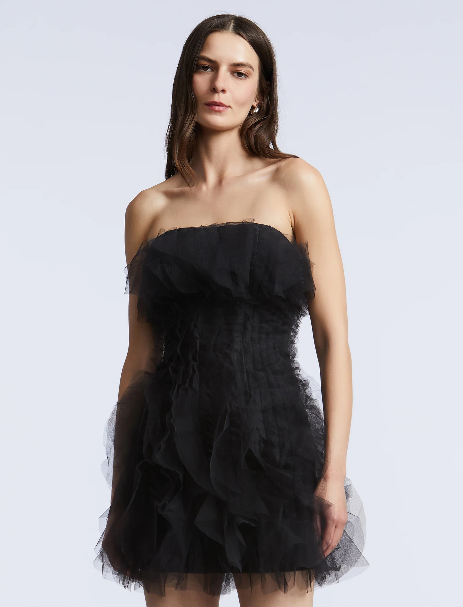 Solid Cascade Mini Dress