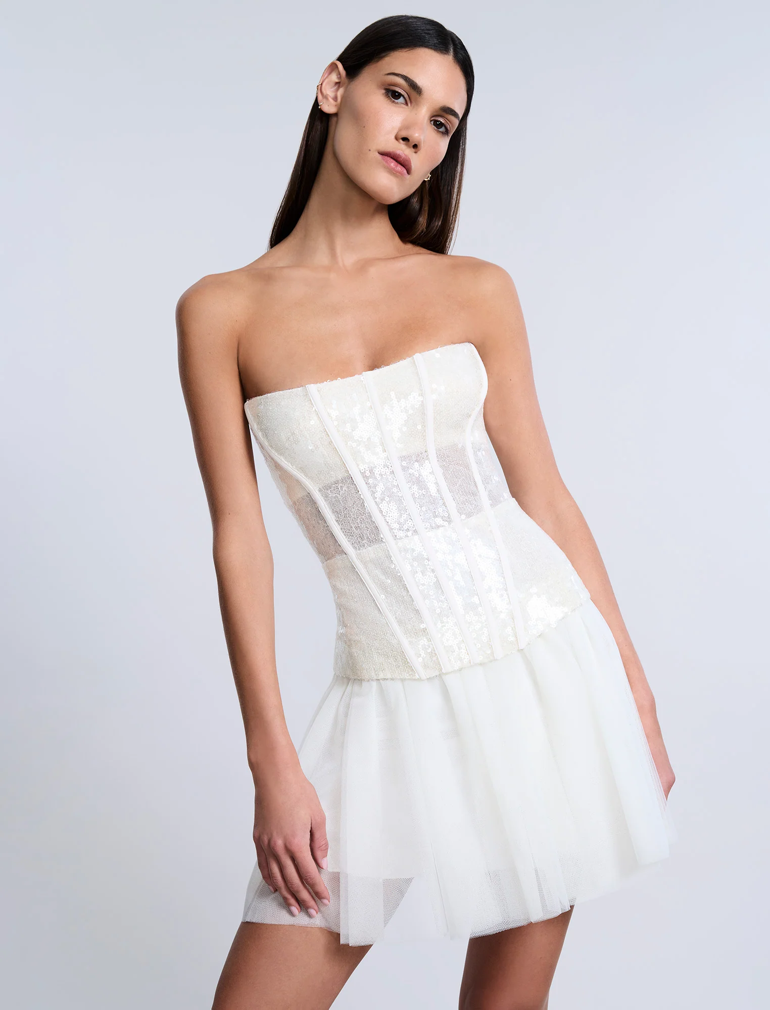 Sequin Lace Peplum Tulle Dress