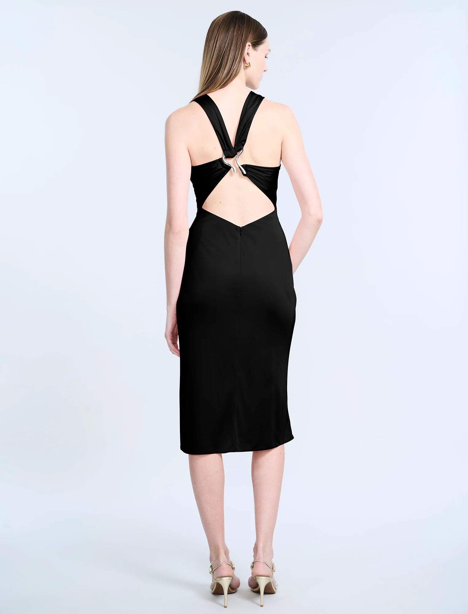 Hardware Ruched Midi Dress