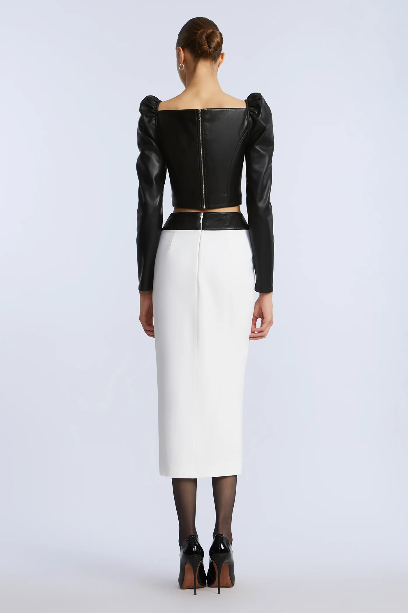 Leather Crepe Skirt