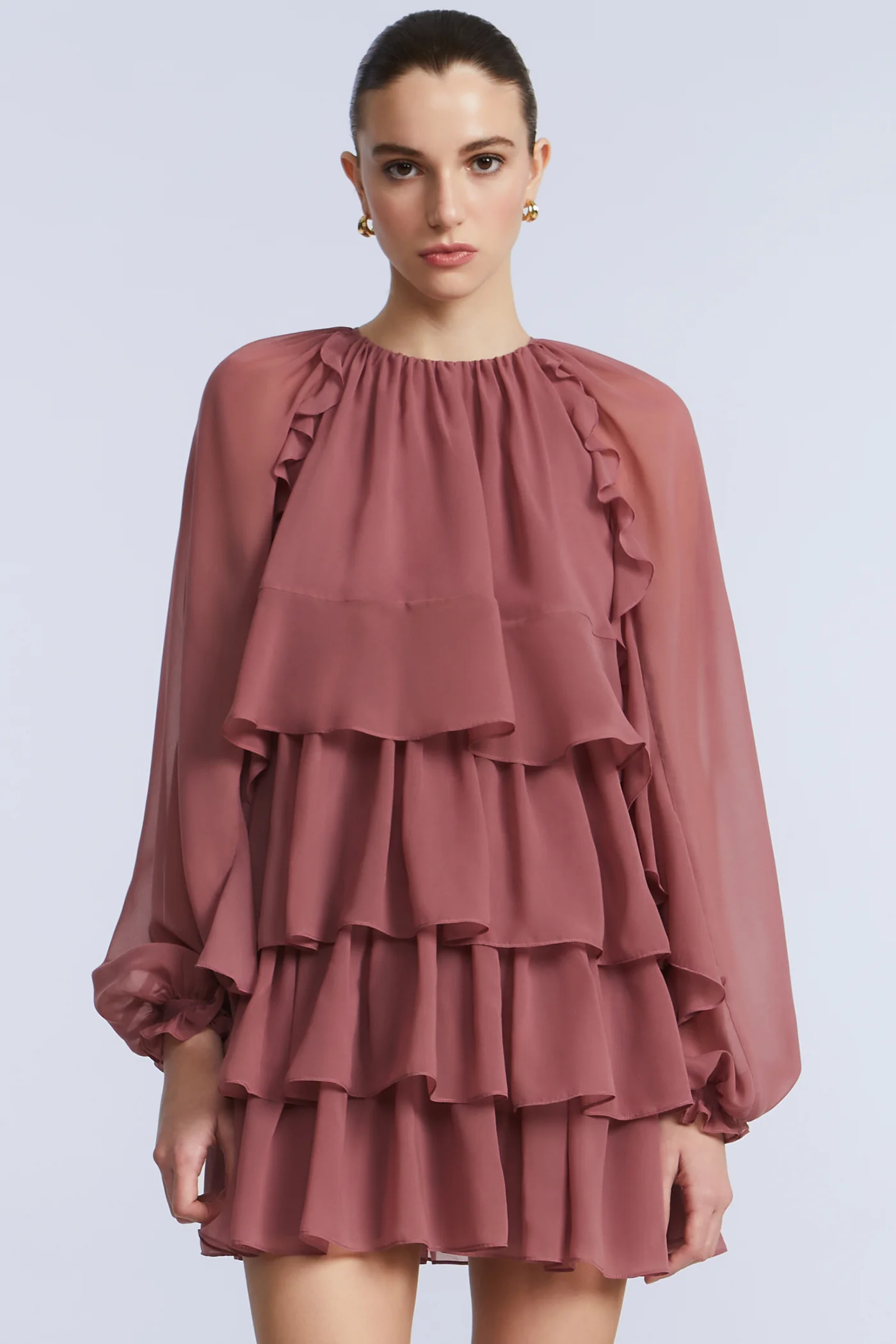 Chiffon Ruffle Mini Dress