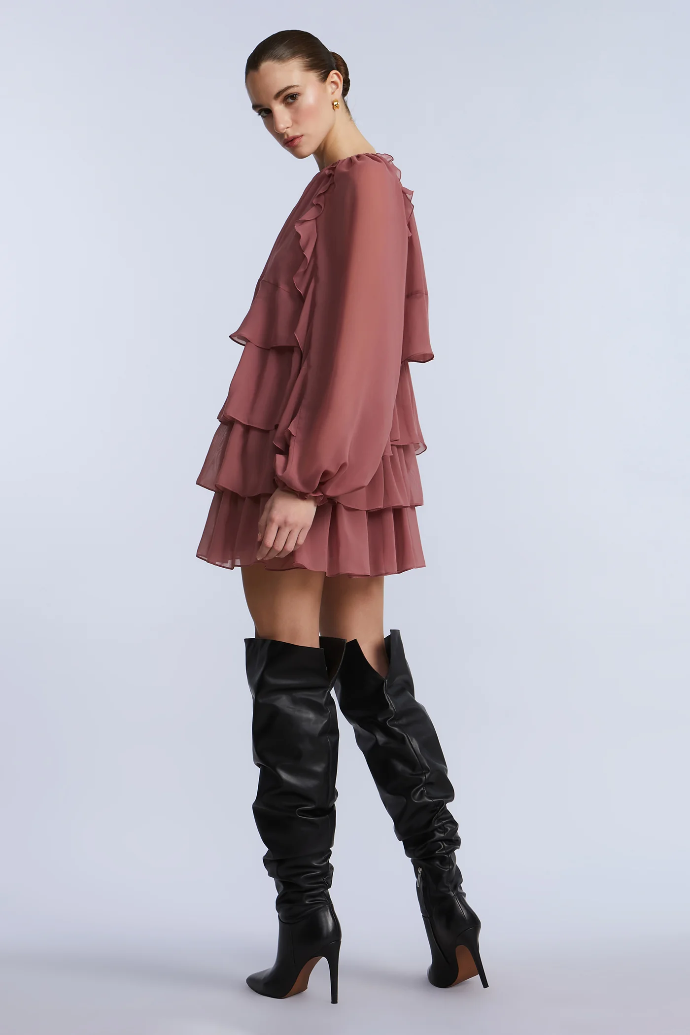 Chiffon Ruffle Mini Dress