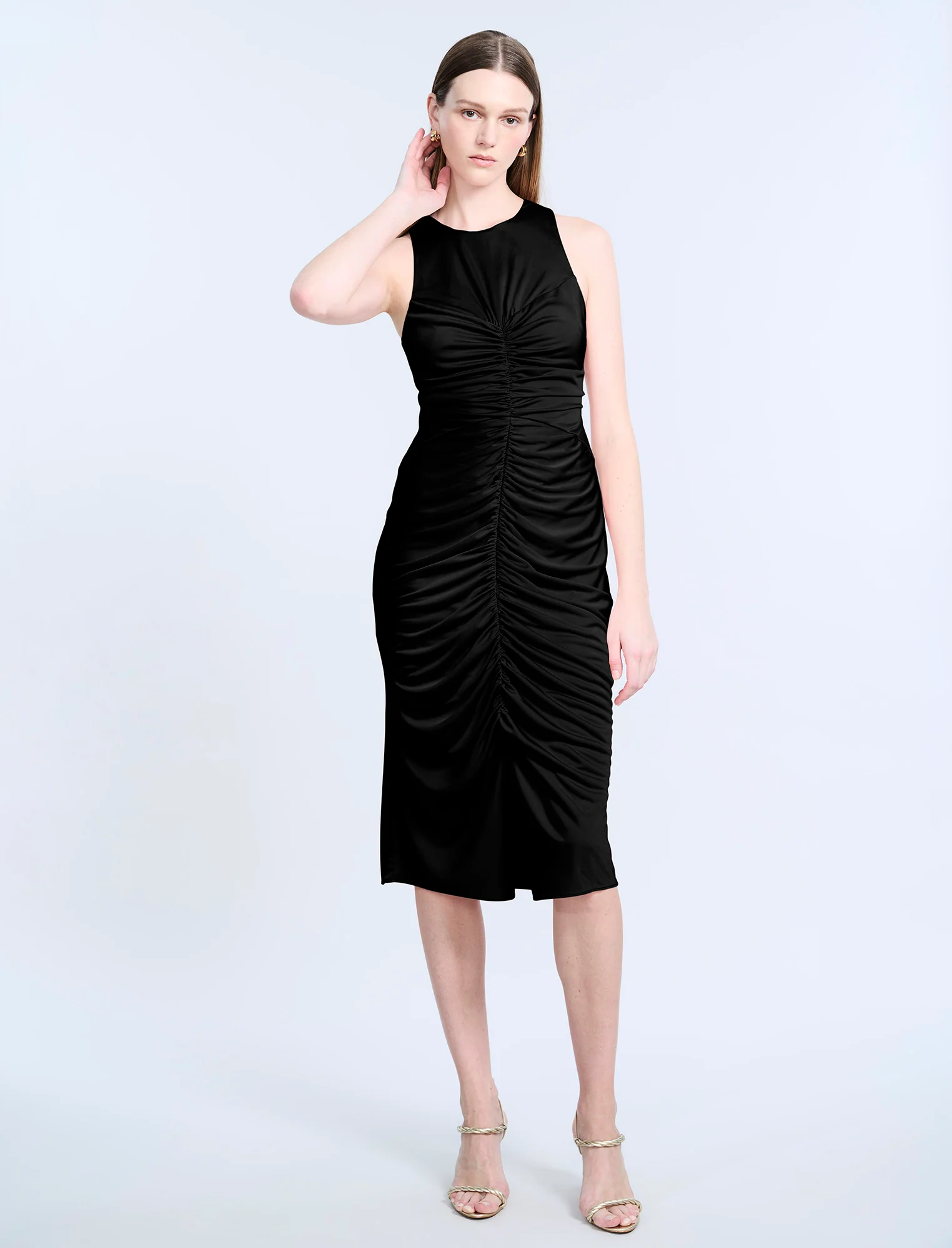 Hardware Ruched Midi Dress