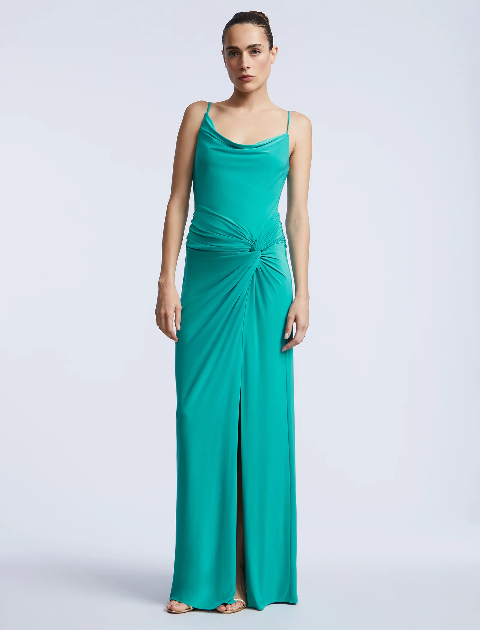 Cowl Draped Gown With Twist