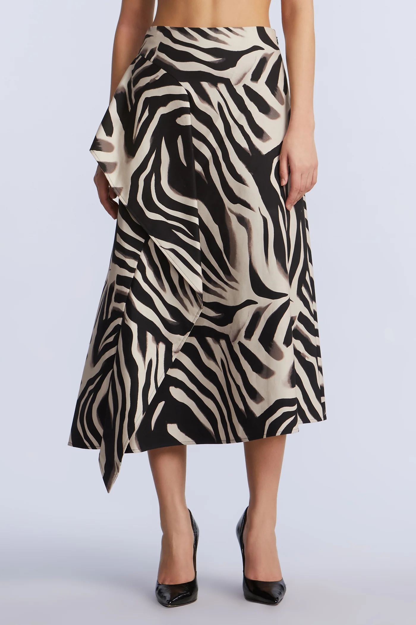 Printed Side Panel Midi Skirt