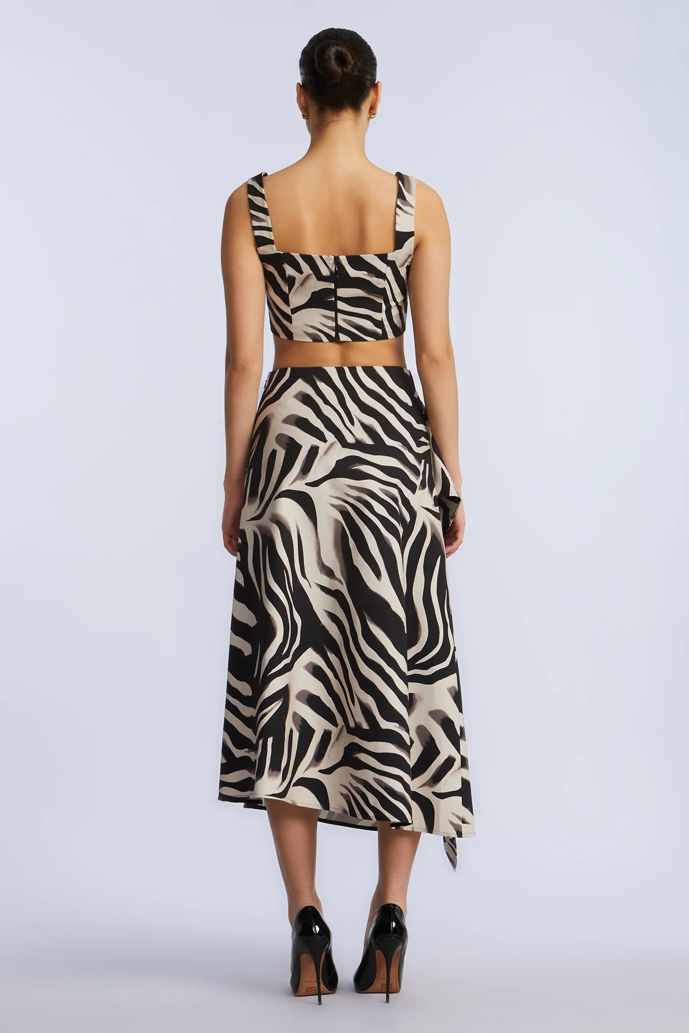 Printed Side Panel Midi Skirt