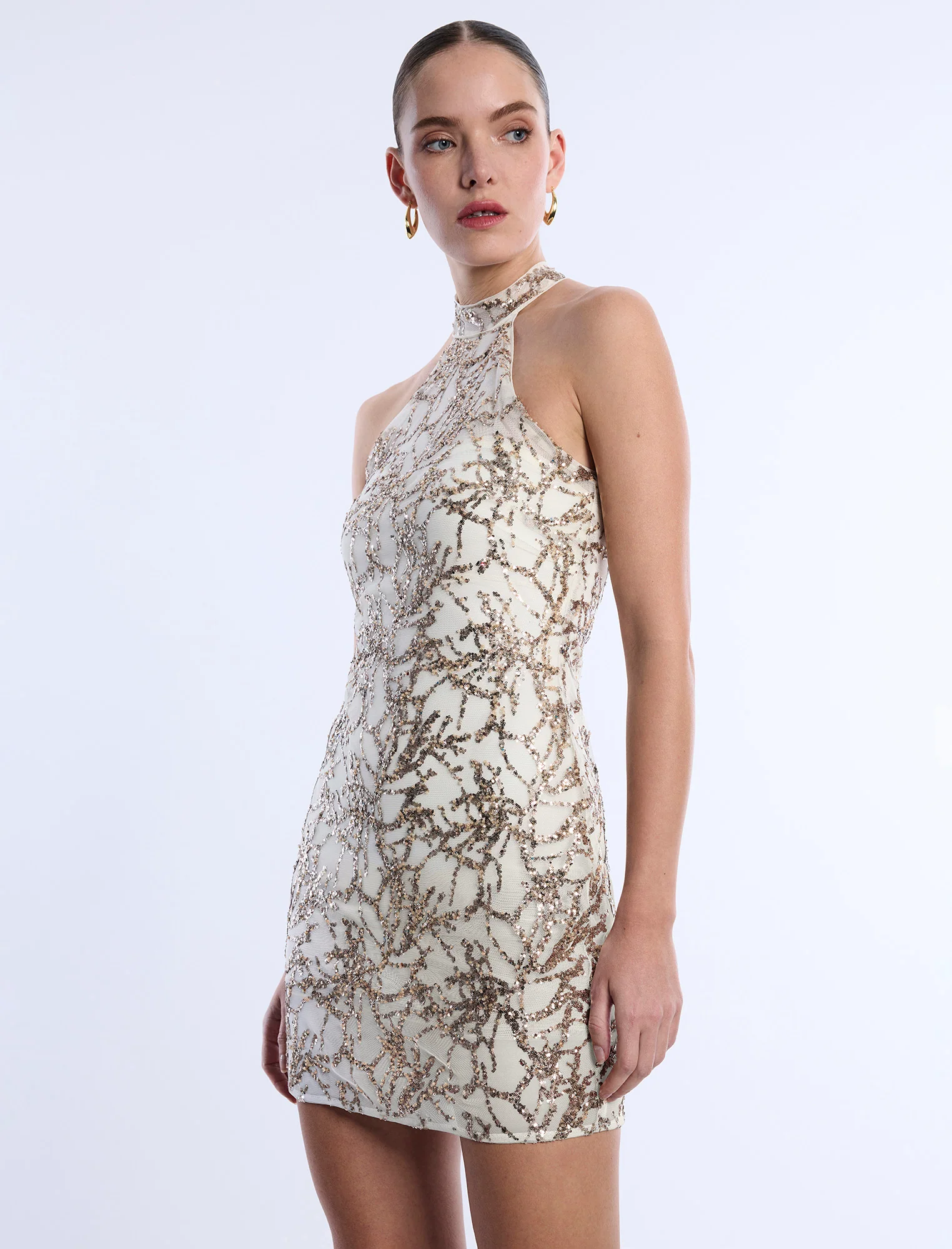 Mock Neck Embellished Mini