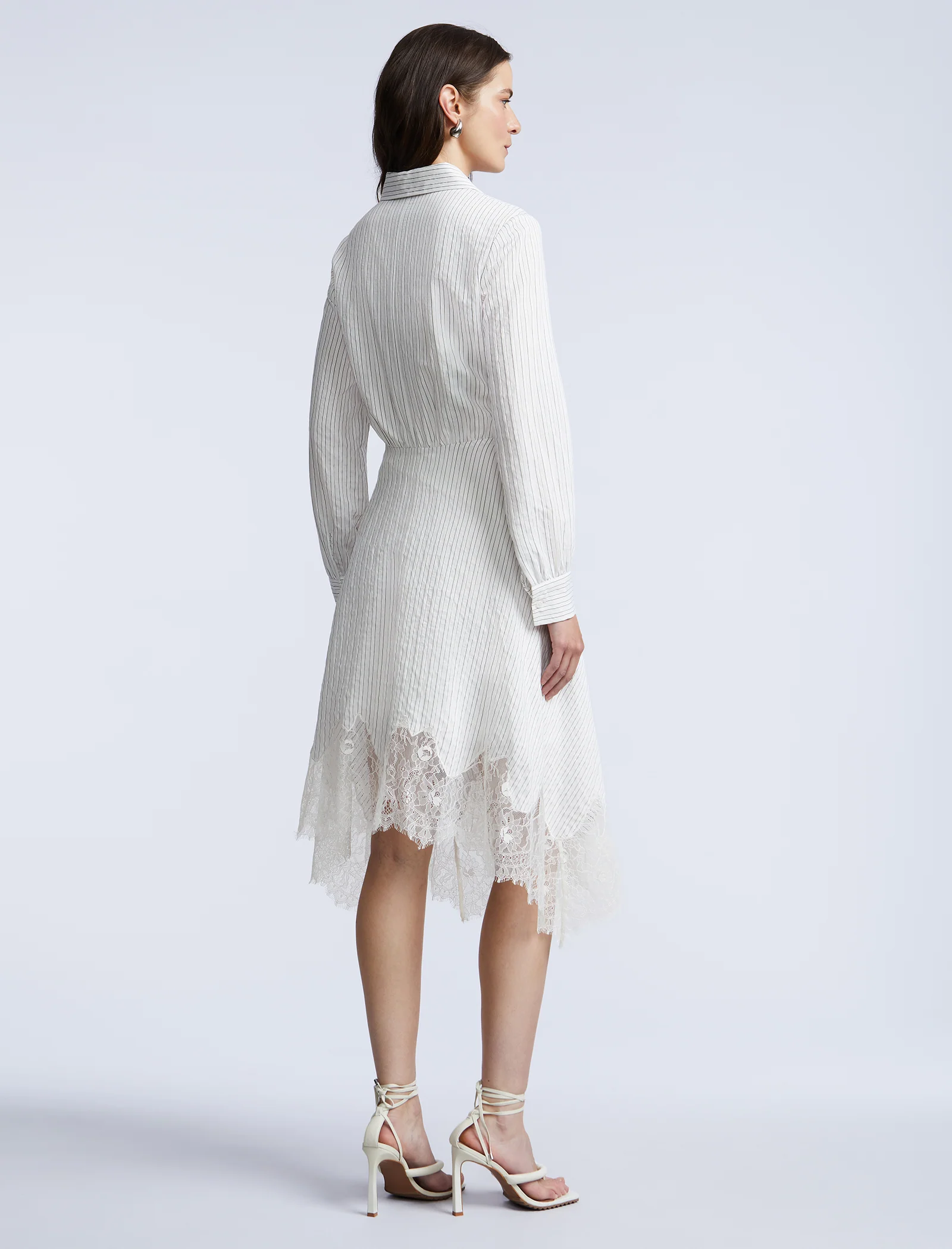 Stripe Shirt Dress With Lace