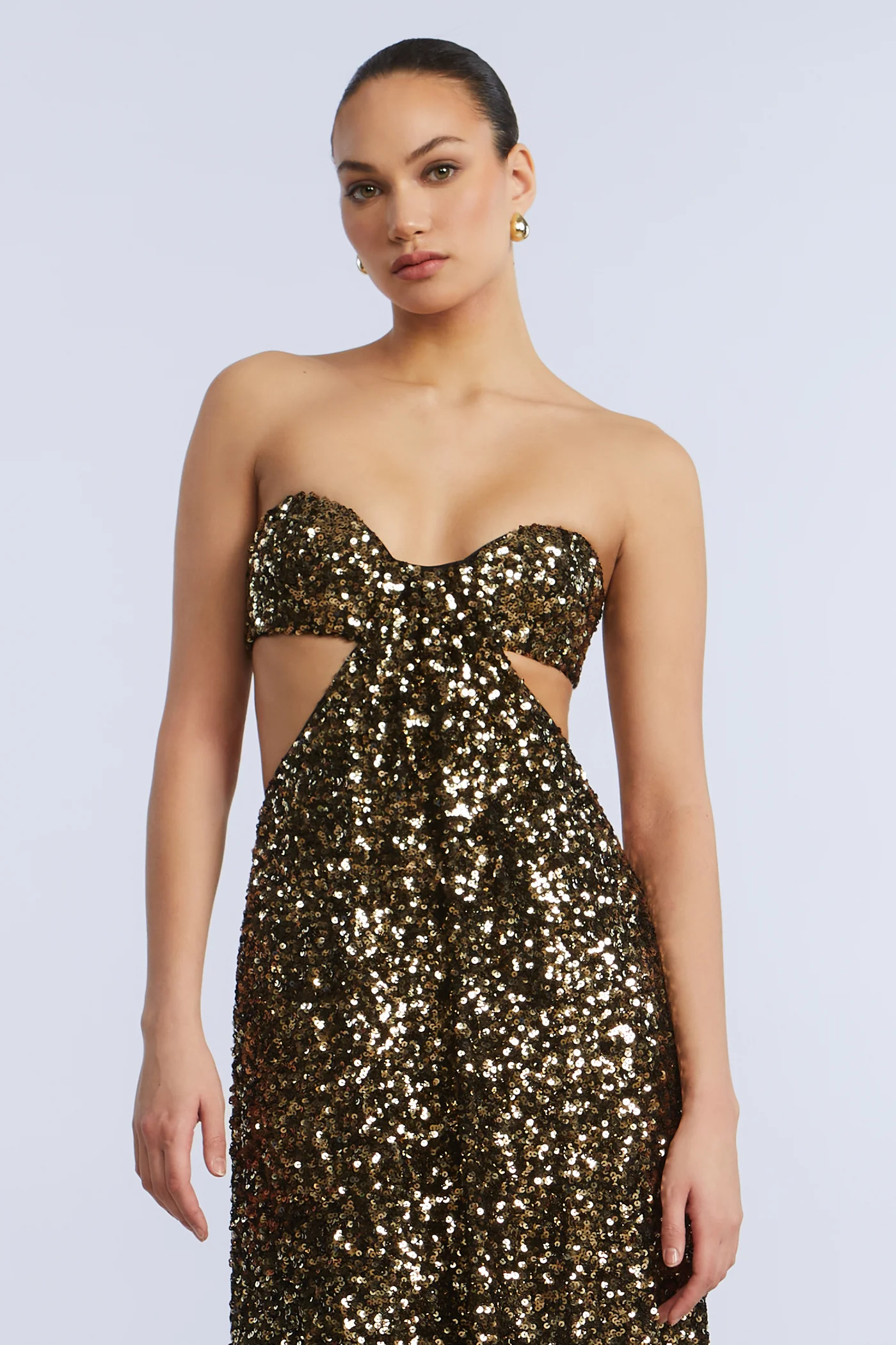 Sequin Strapless Gown