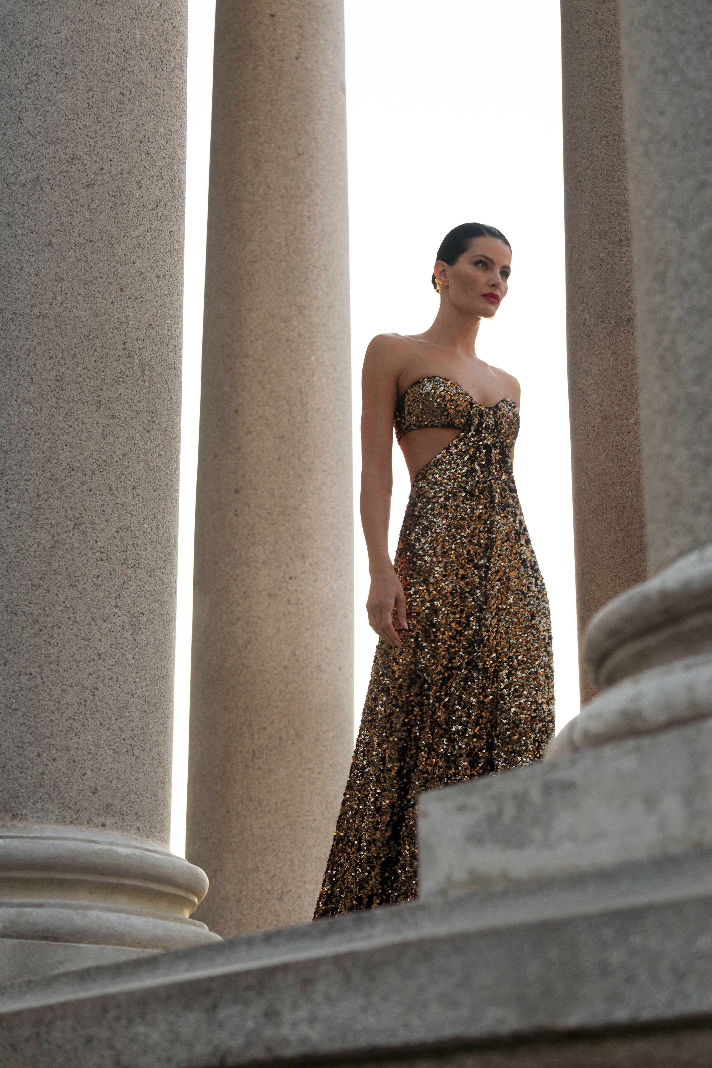 Sequin Strapless Gown