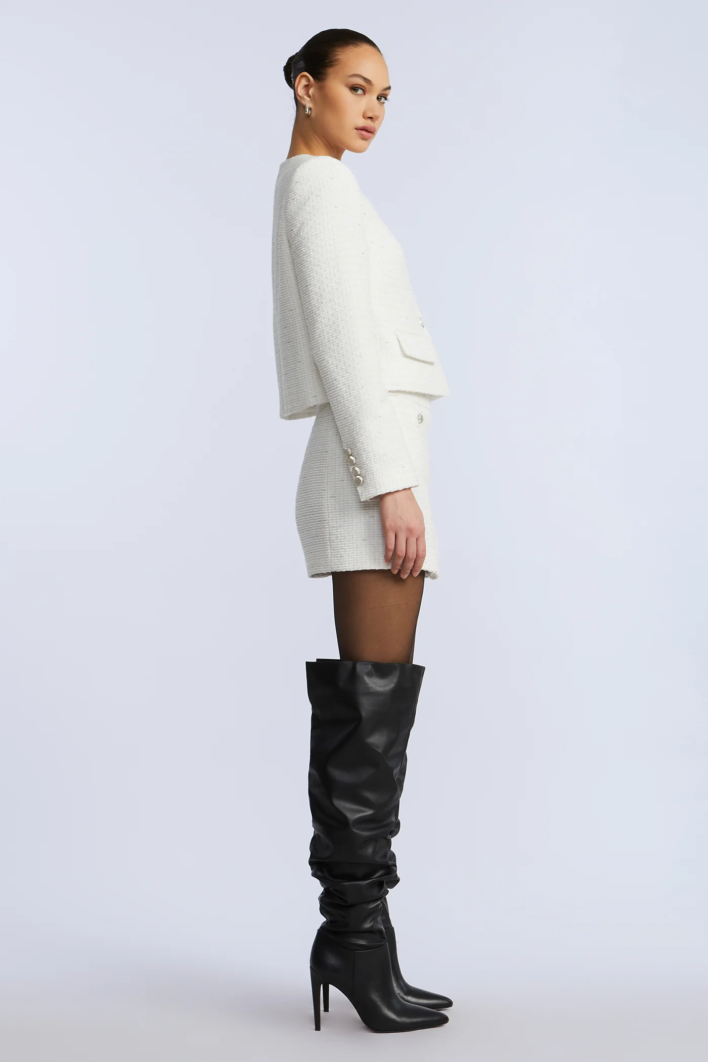 Tweed Wrap Short Skirt