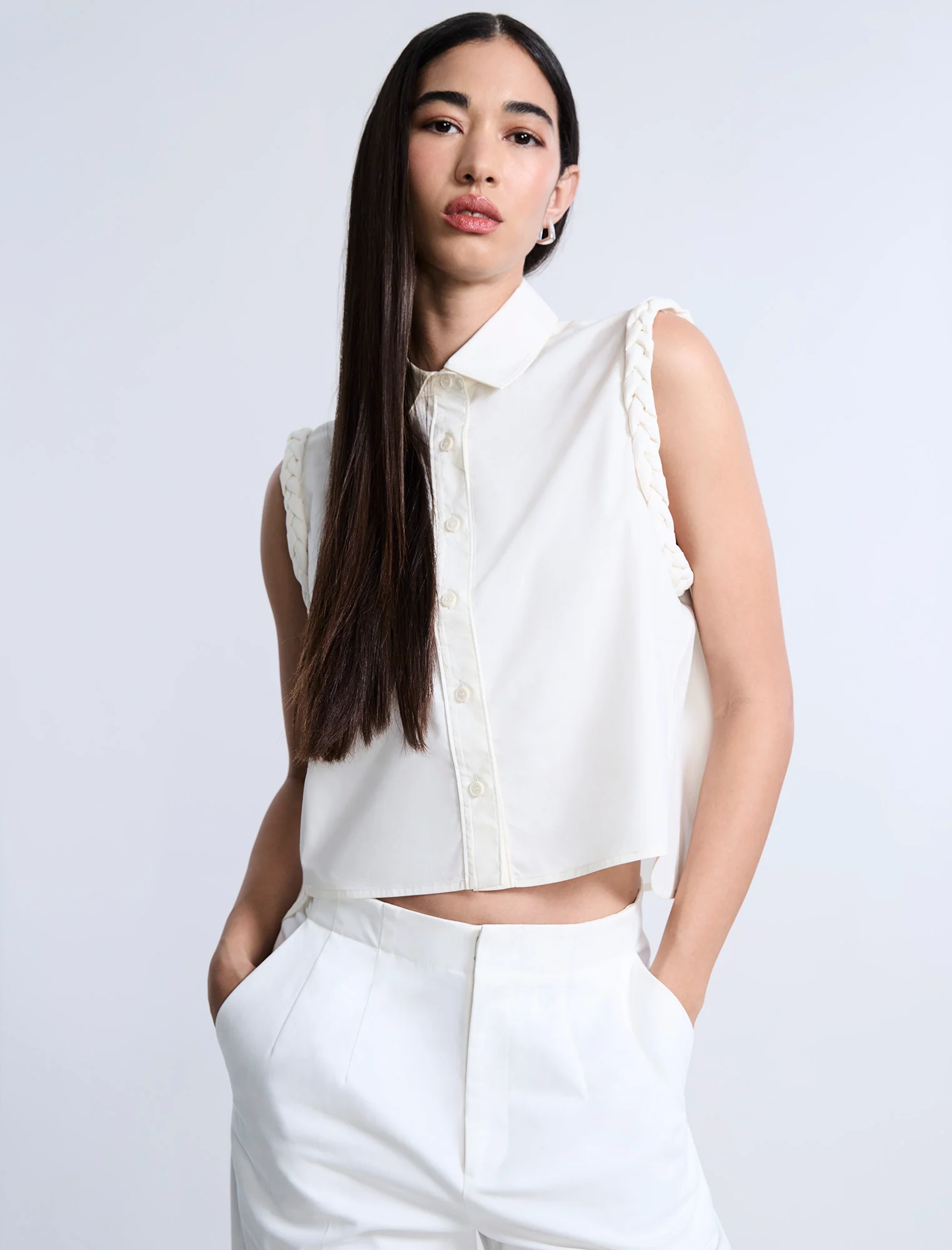 Braided Button Down Shirt