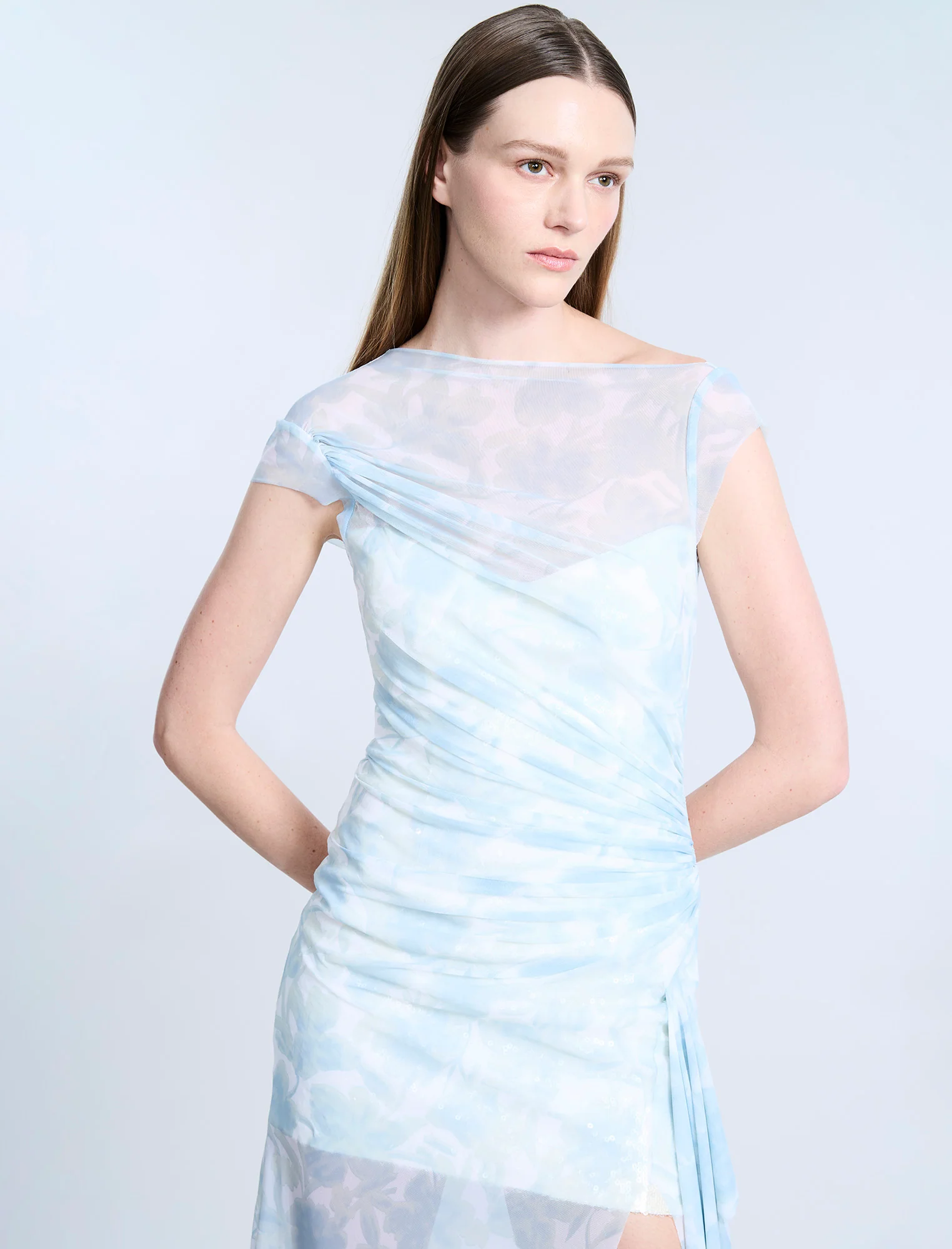 Mesh & Sequin Midi Dress