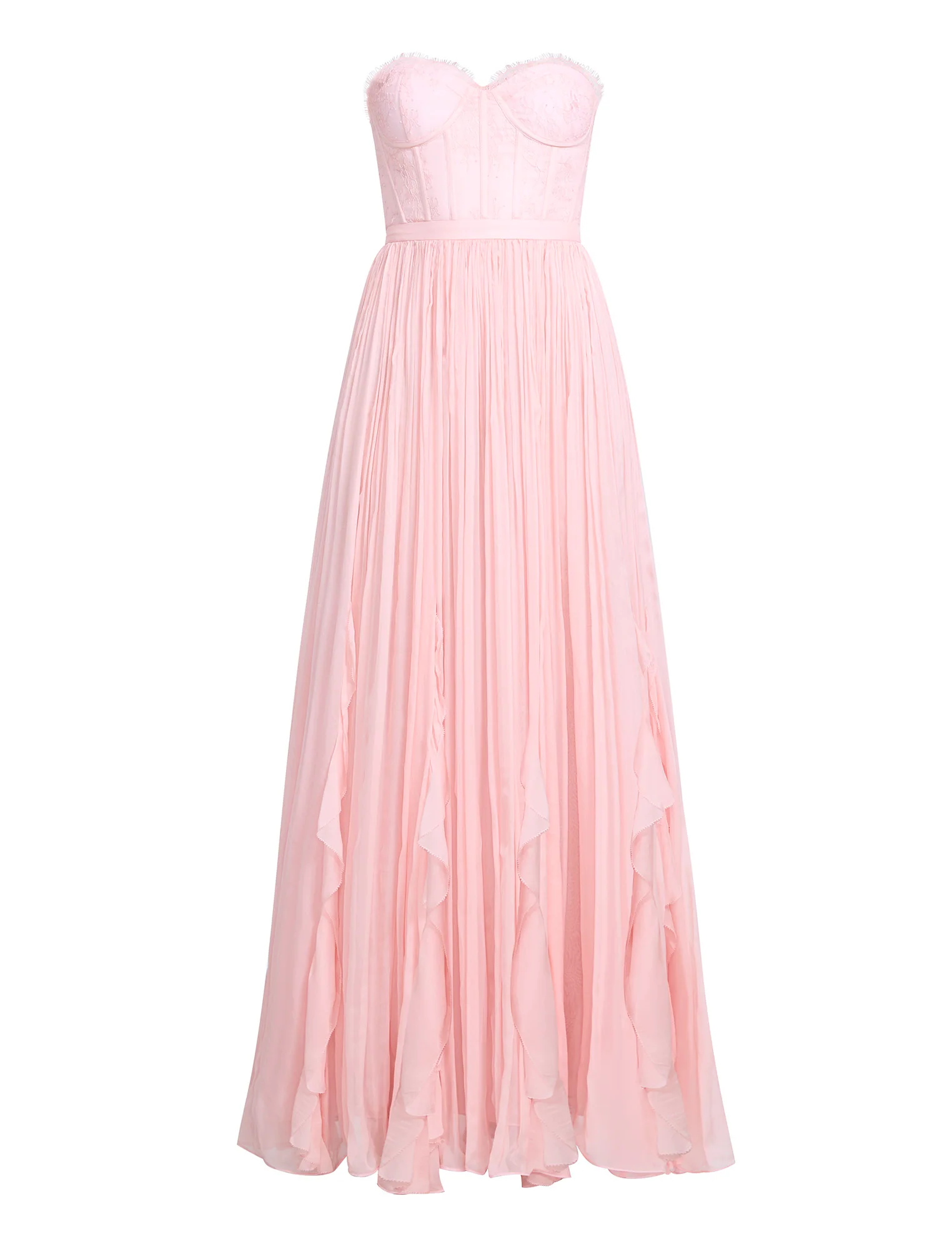 Lace Bodice Chiffon Rufle Gown