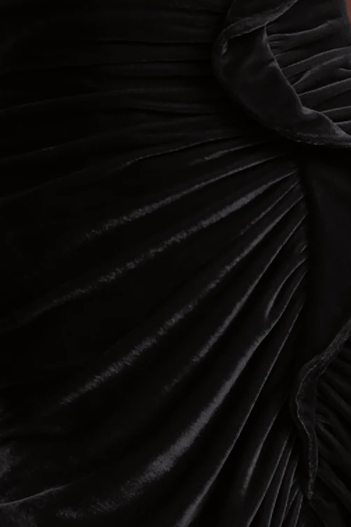 Strapless Velvet Ruffle Dress