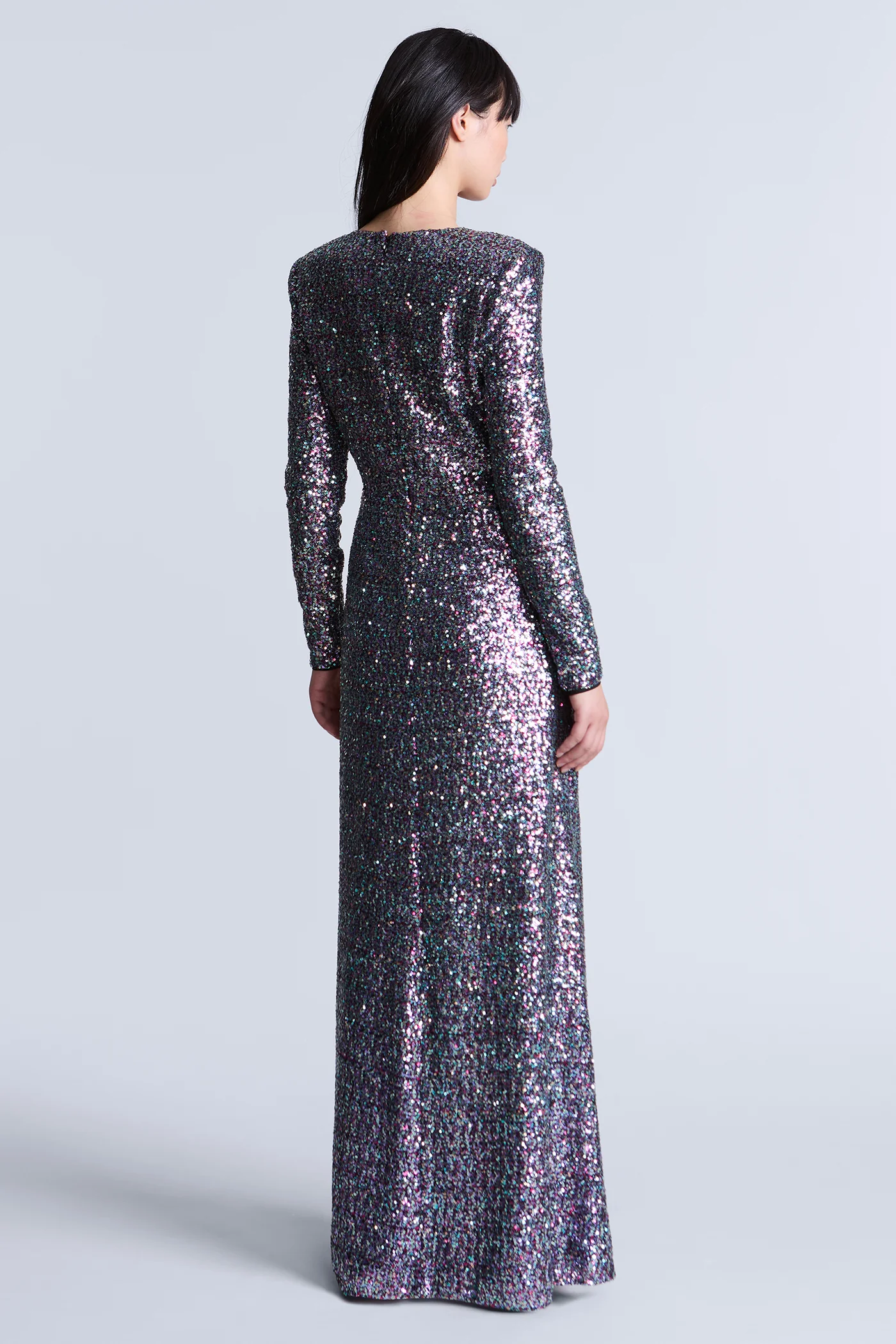 Long Sleeve Sequin Gown