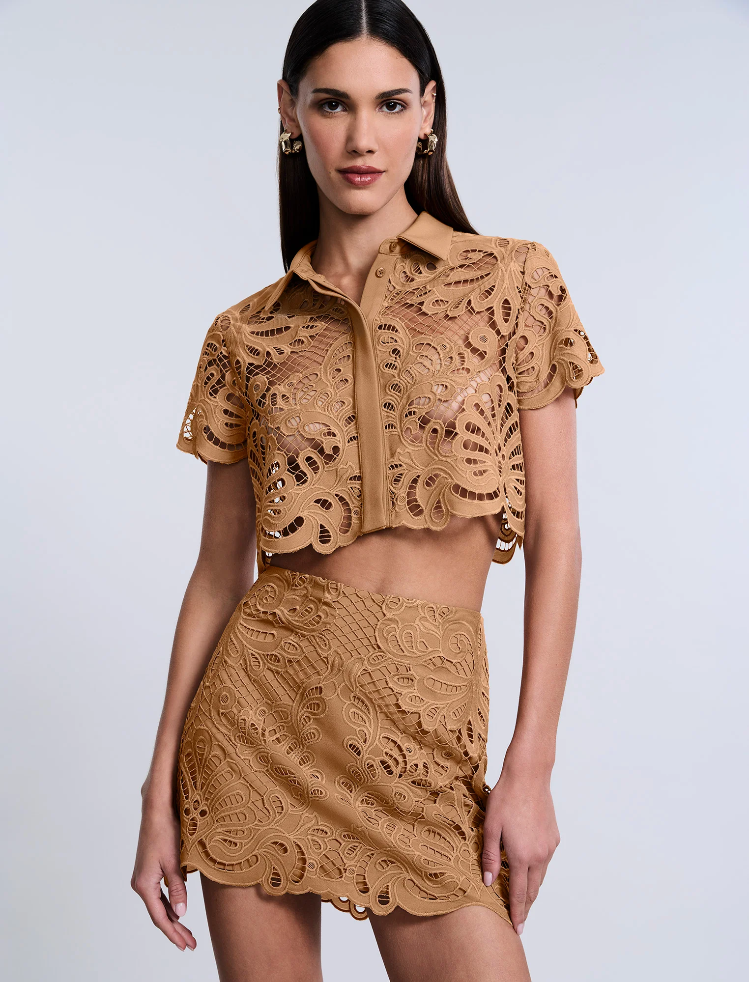 Eyelet  Button Down Polo