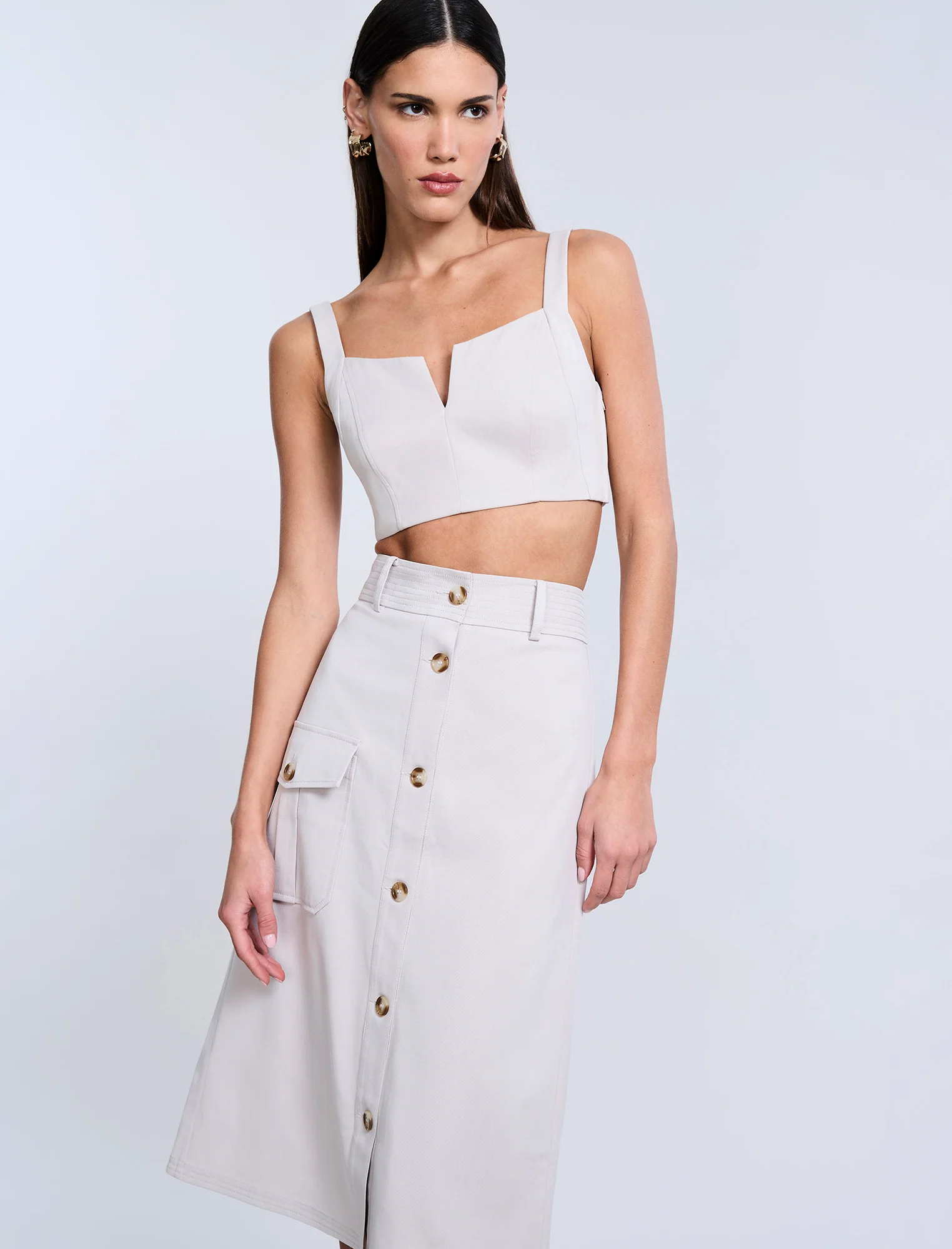 Button Front Cargo Skirt