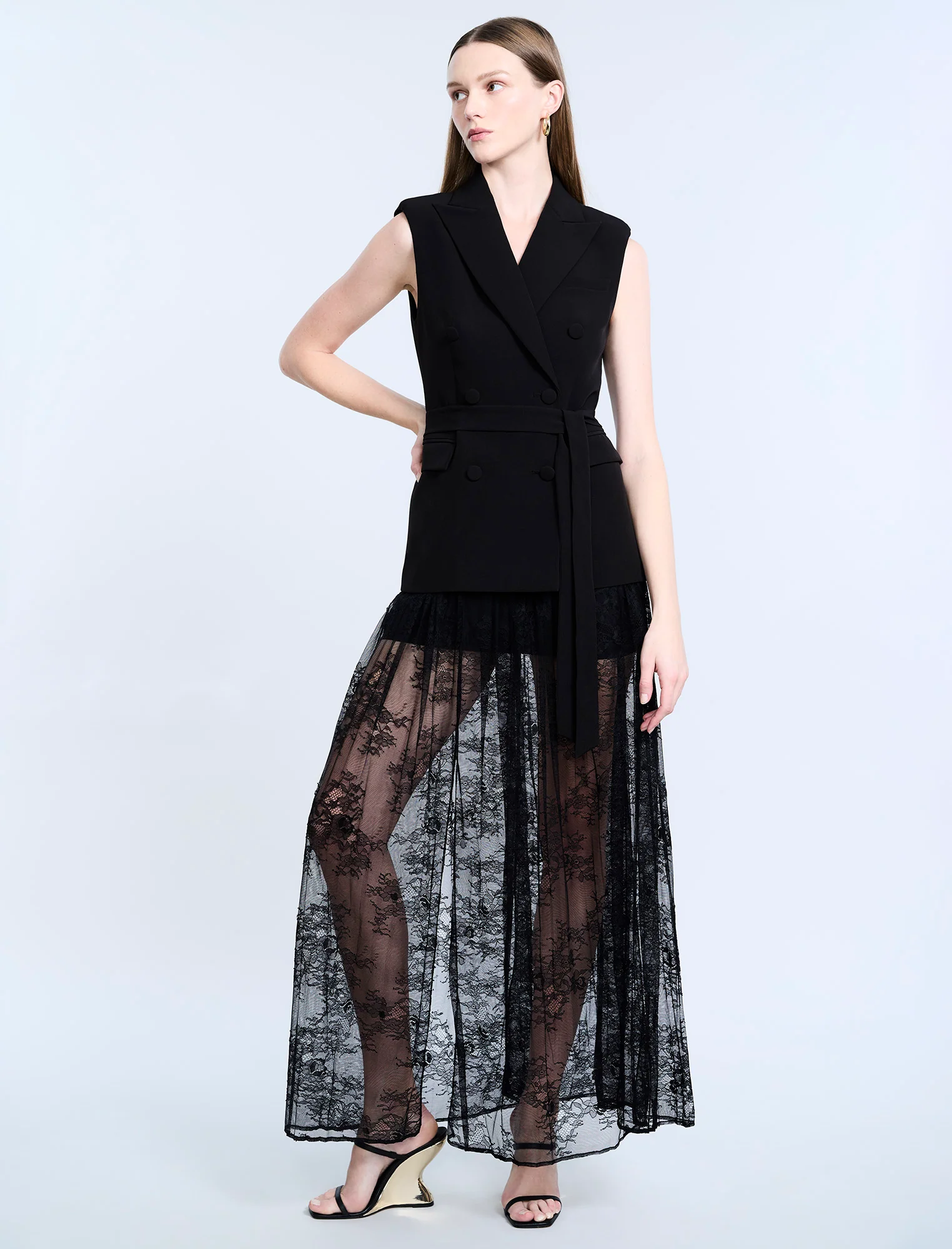 Belted Double Breasted Vest