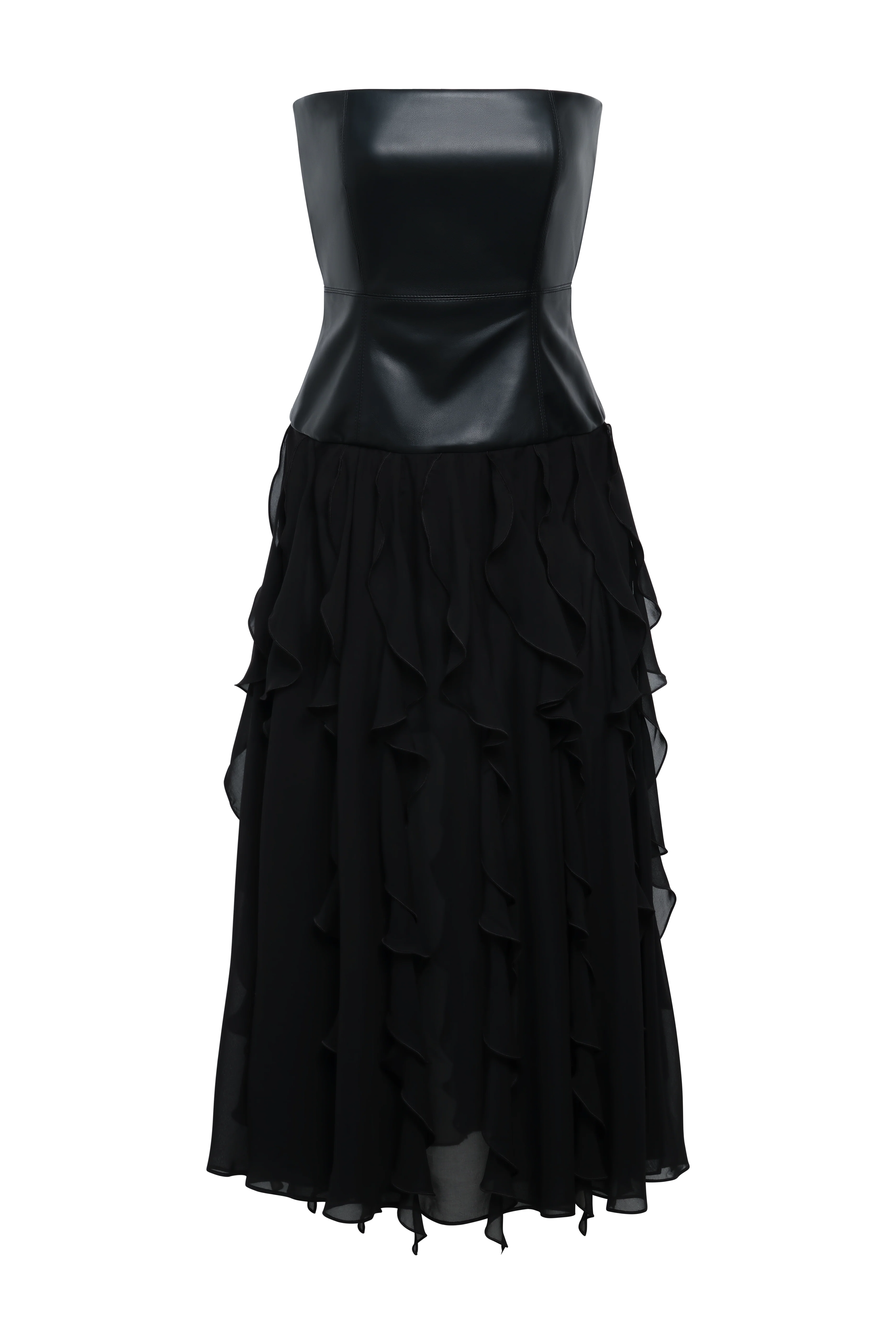 Leather Chiffon Dress