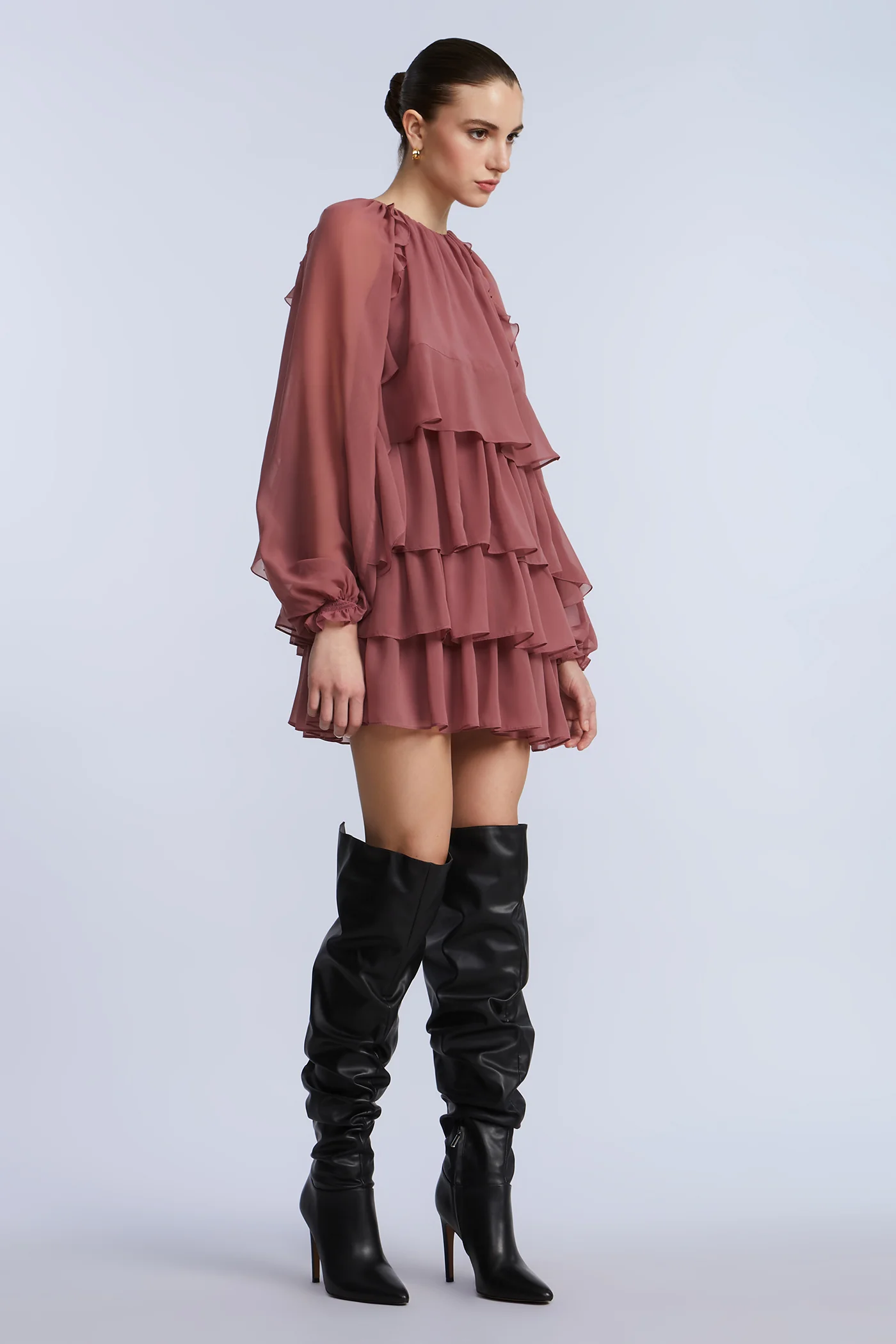 Chiffon Ruffle Mini Dress